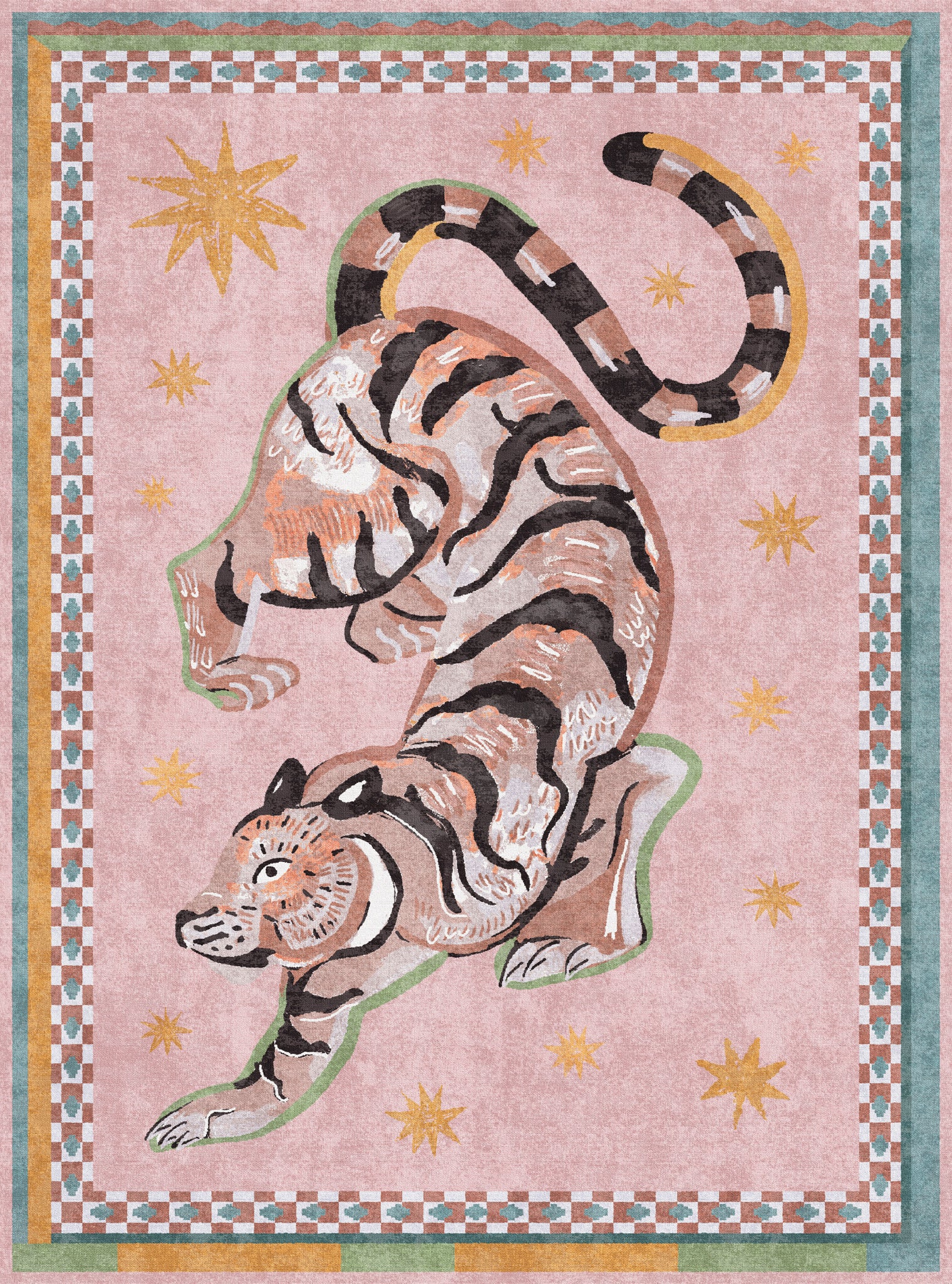Kairo Tapis imprimé tigre céleste