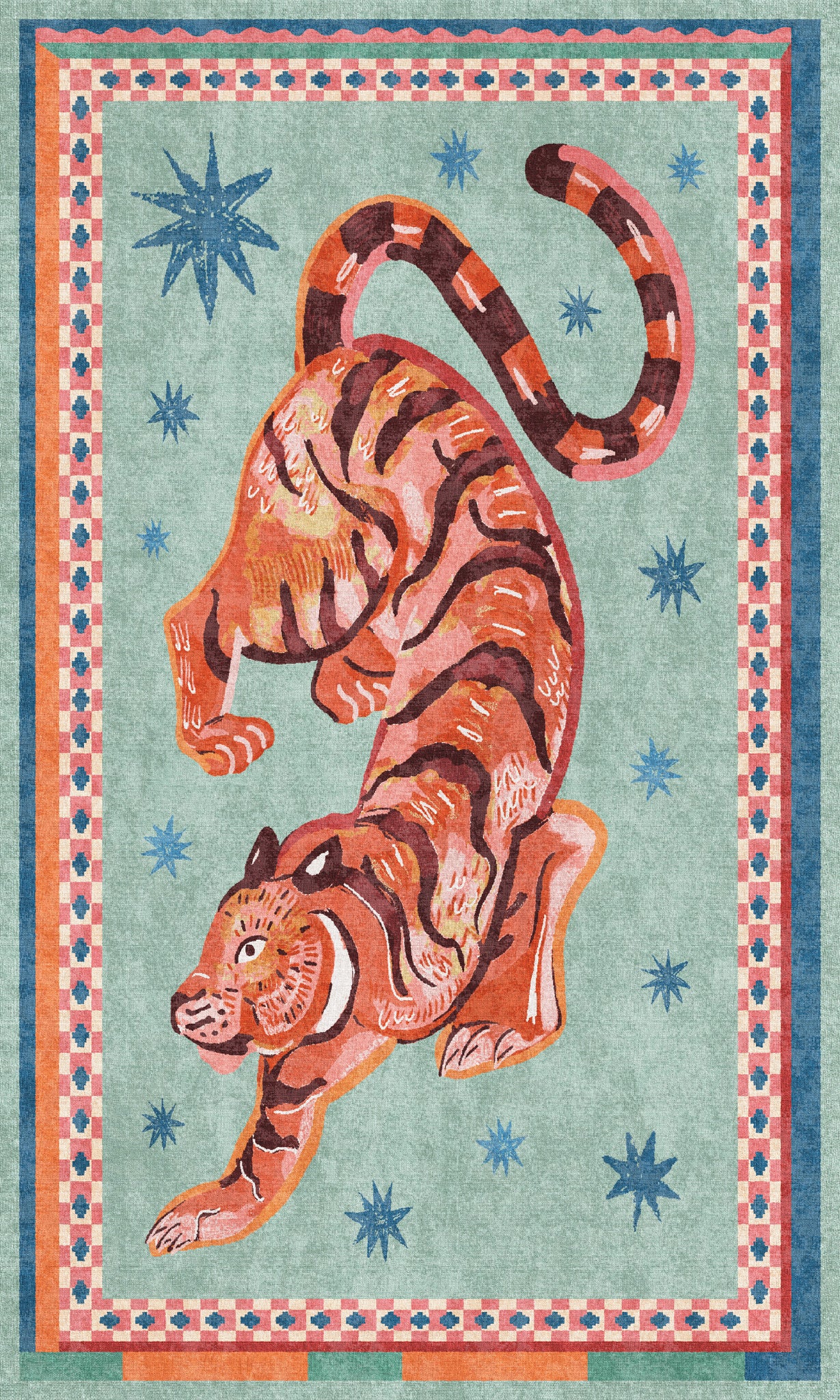 Kairo Tapis imprimé tigre céleste