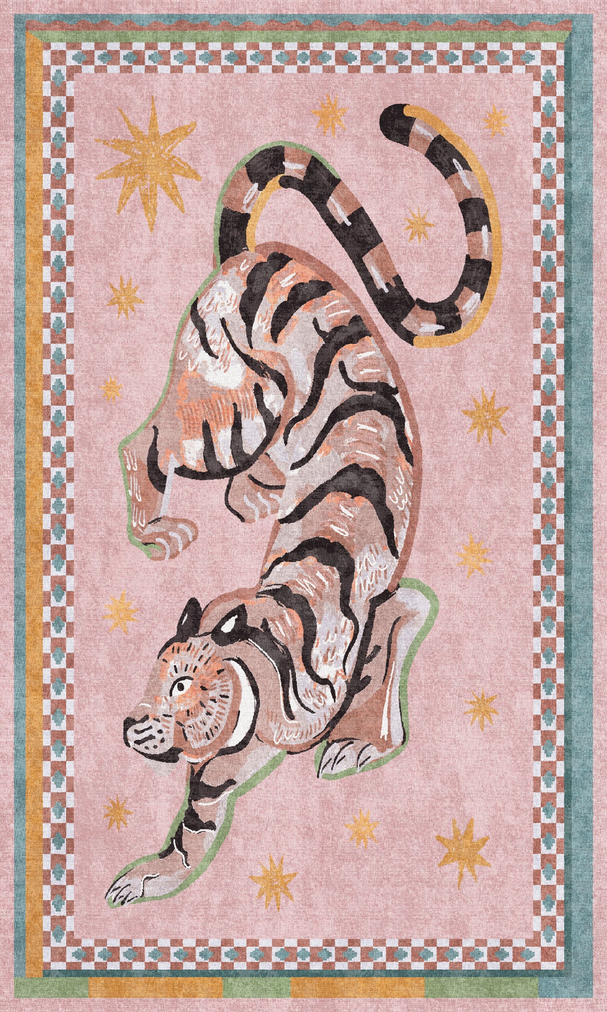 Kairo Tapis imprimé tigre céleste