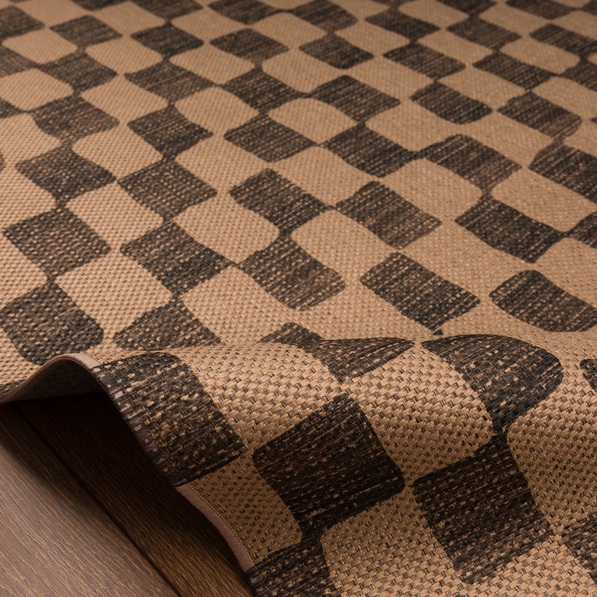 Tony Checkered Outdoor Rug – Charcoal