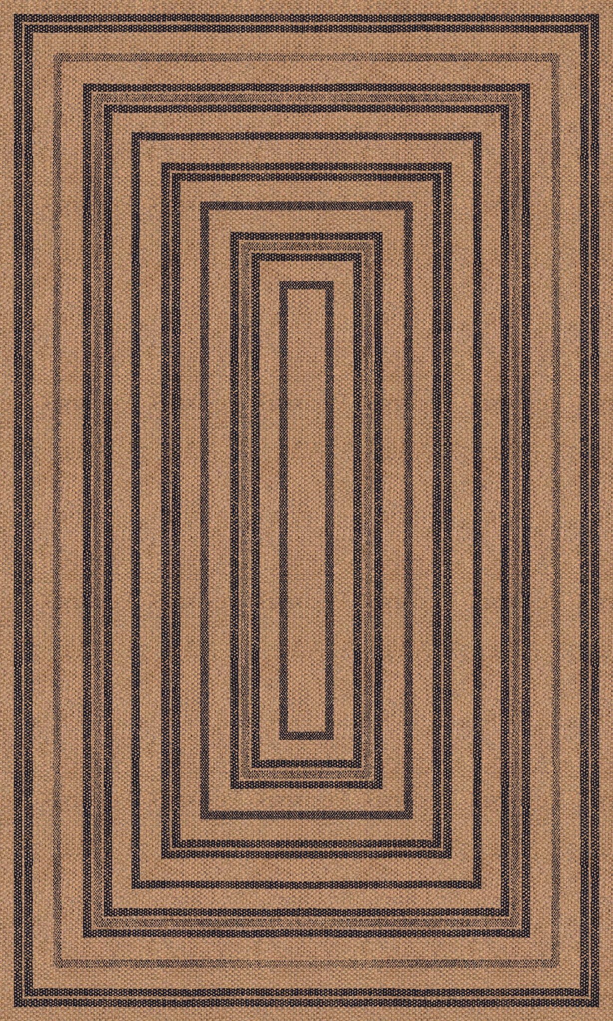 Scottie Geometric Border Outdoor Rug – Navy – 90x150