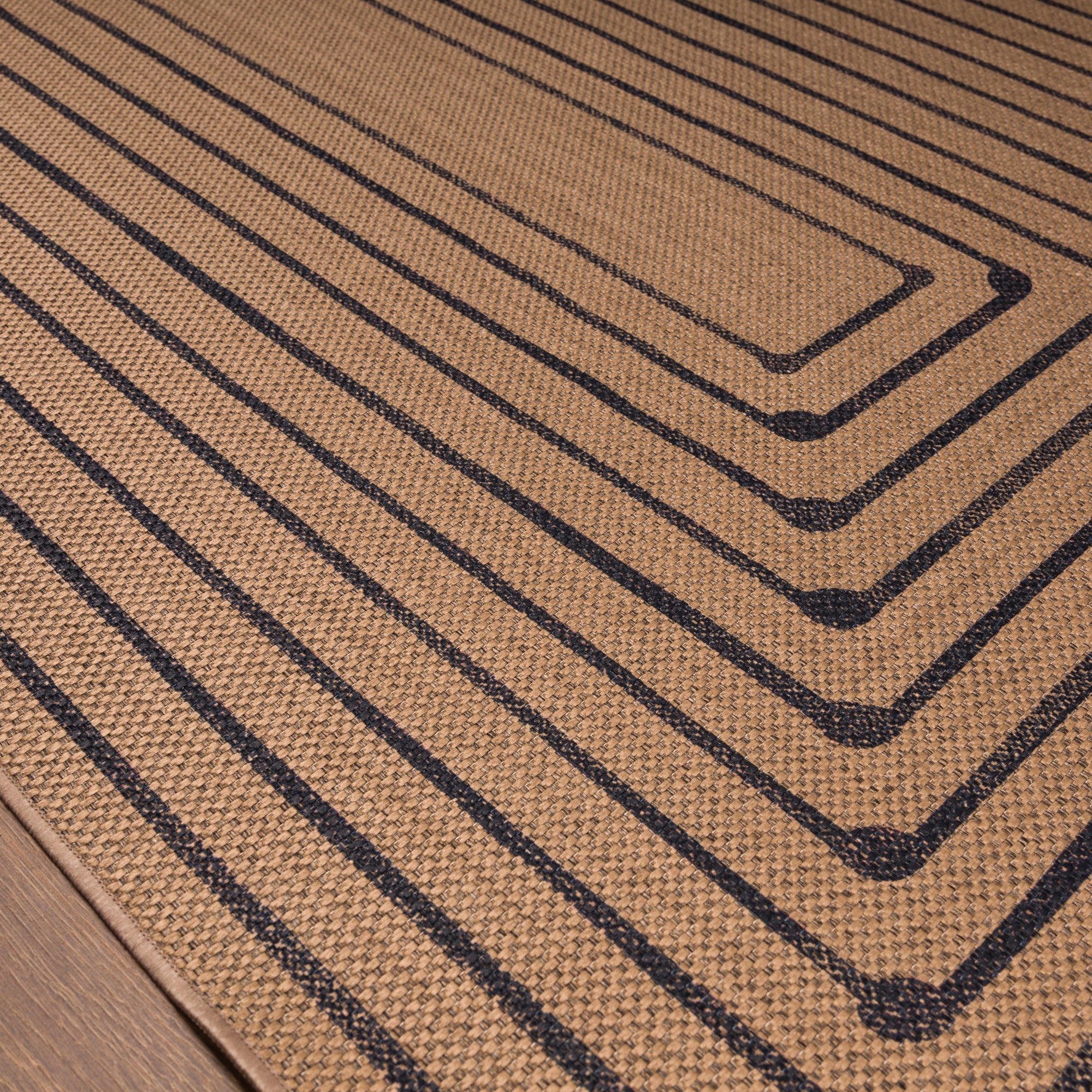Jody Geometric Border Outdoor Rug – Navy