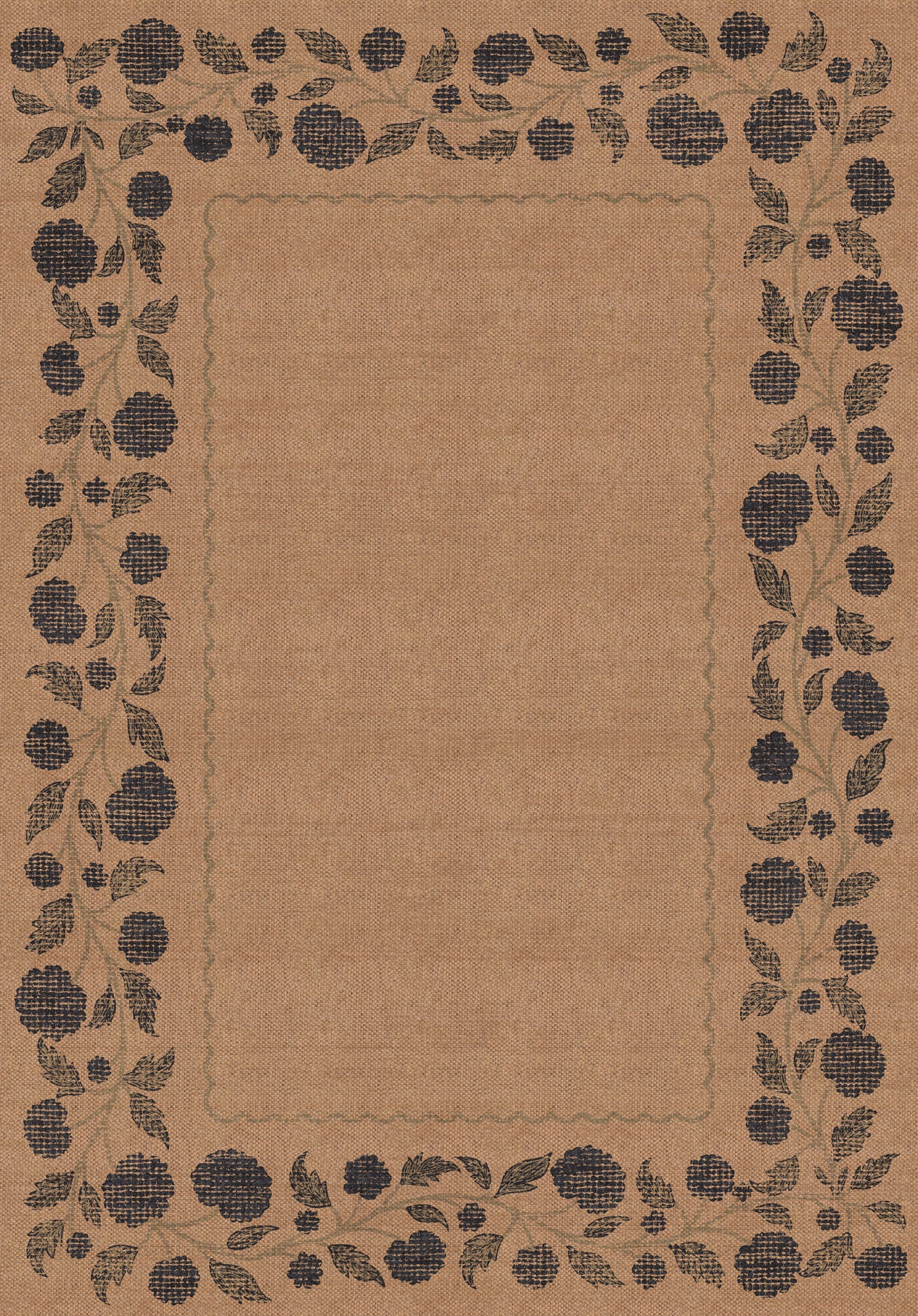 Tiana Floral Border Outdoor Rug – Navy – 150x215