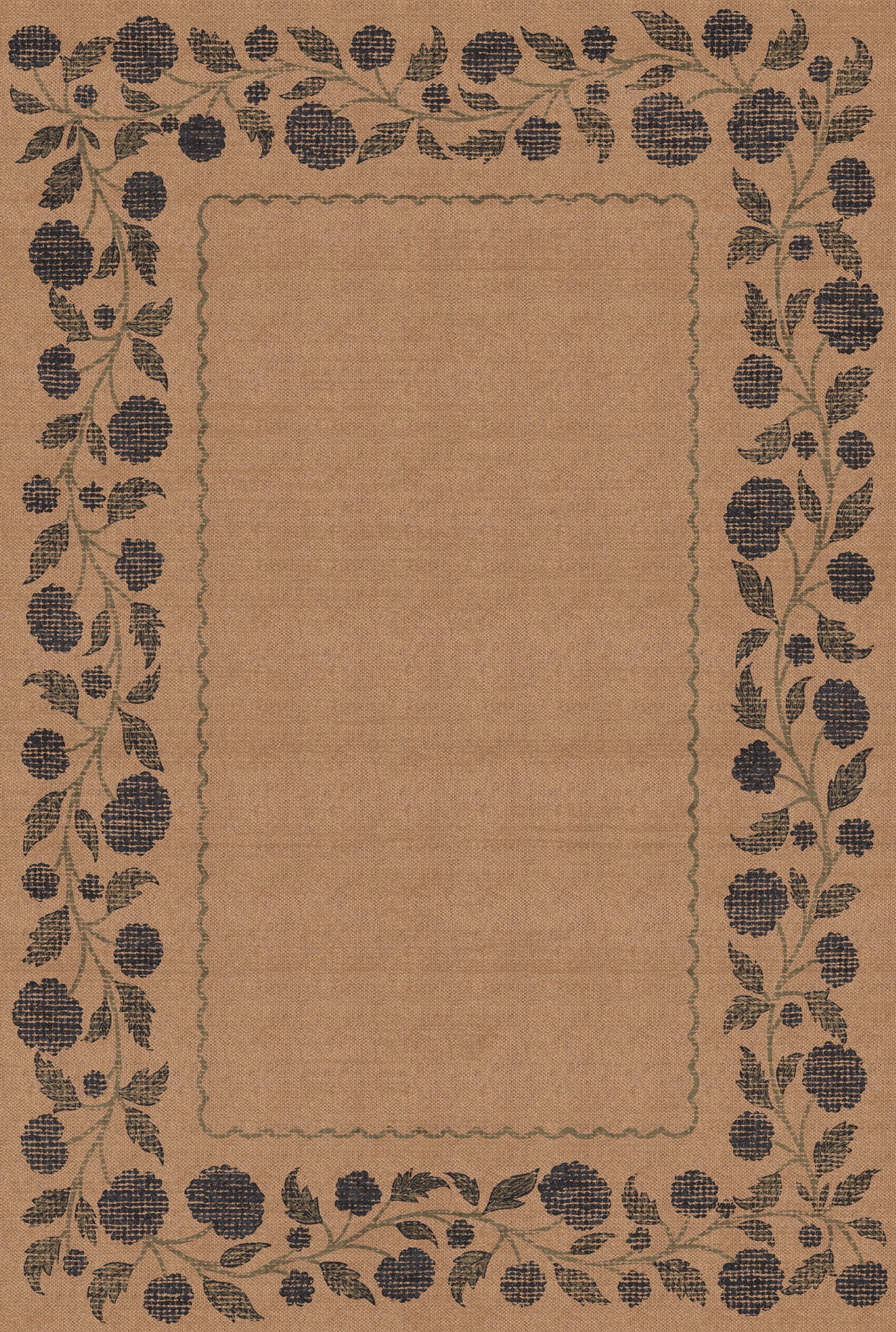 Tiana Floral Border Outdoor Rug – Navy – 185x275