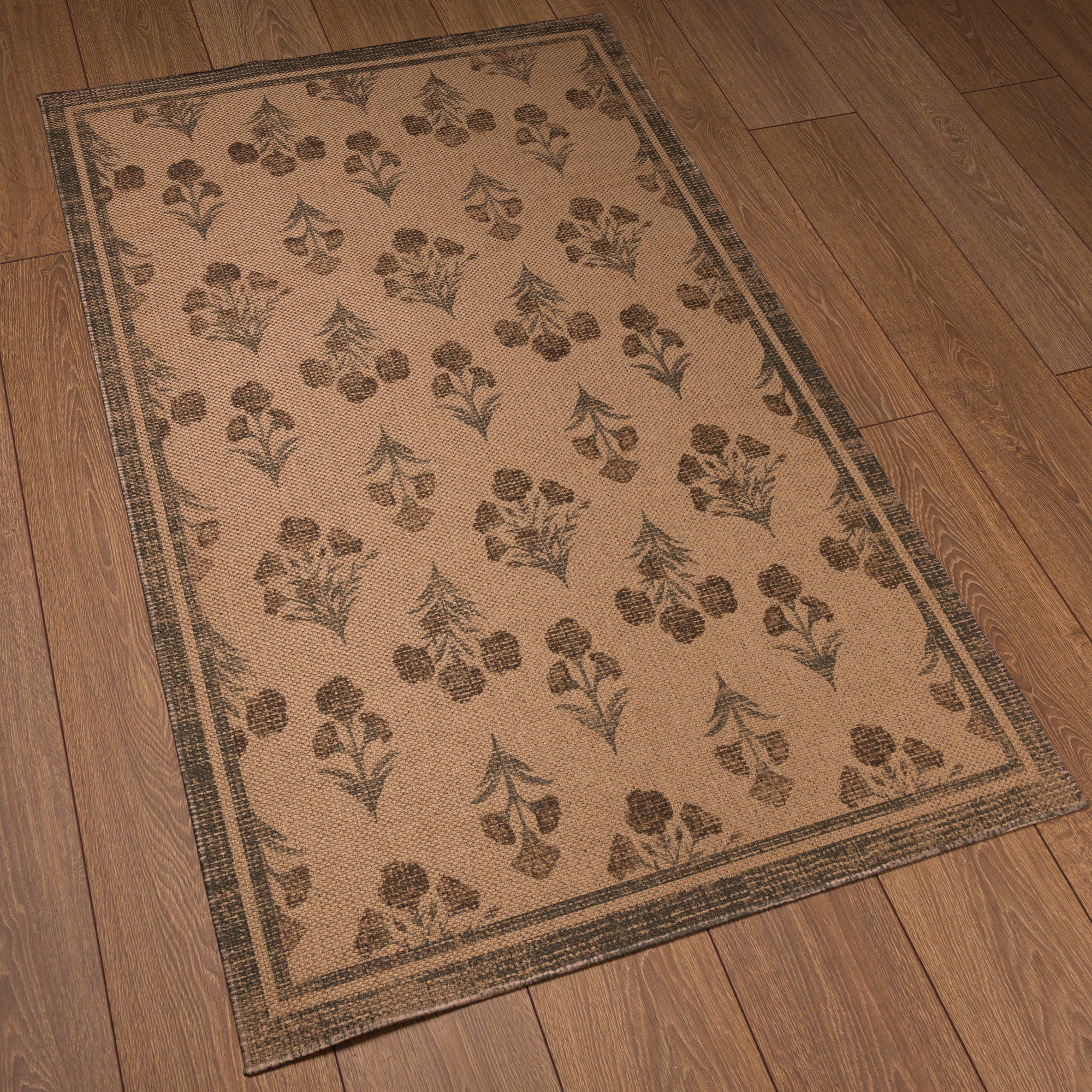 Ana Floral Folk Outdoor Rug – Brown