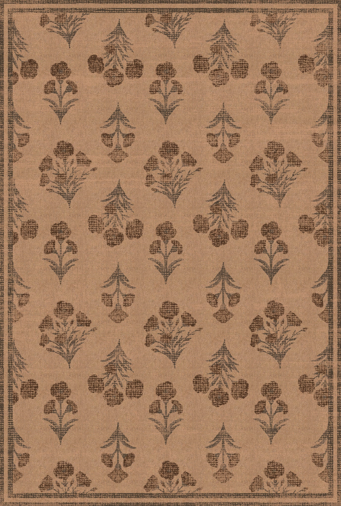 Ana Floral Folk Outdoor Rug – Brown – 185x275