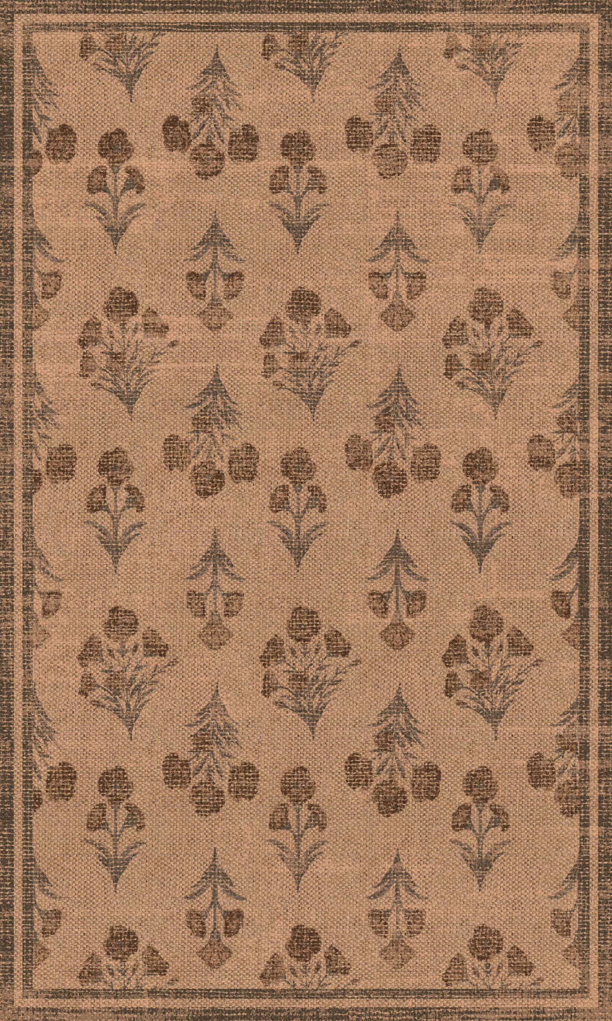 Ana Floral Folk Outdoor Rug – Brown – 90x150