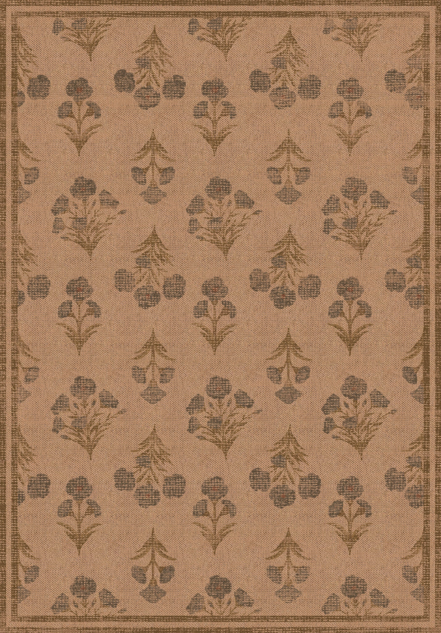 Ana Floral Folk Outdoor Rug – Navy – 150x215