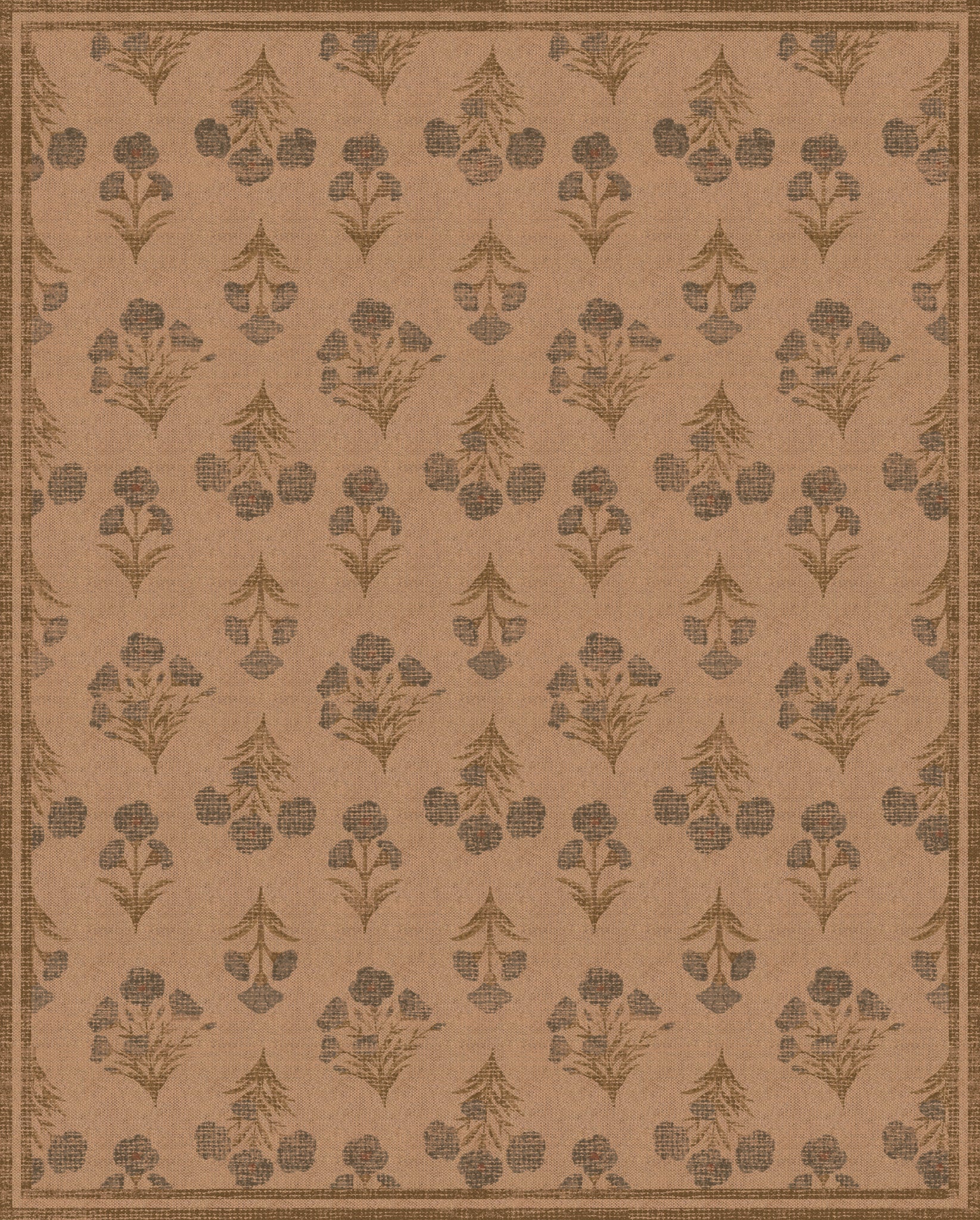 Ana Floral Folk Outdoor Rug – Navy – 245x305