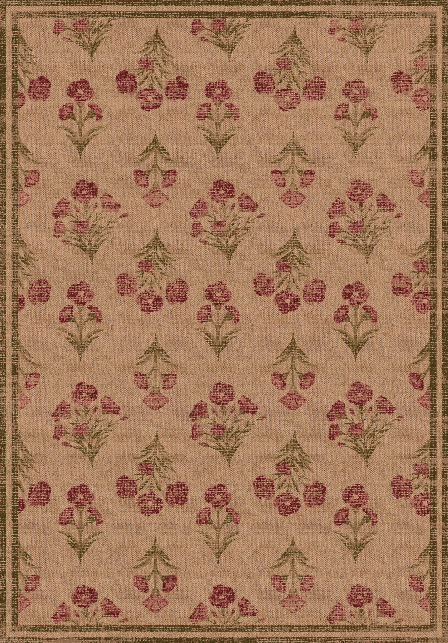 Ana Floral Folk Outdoor Rug – Pink – 150x215