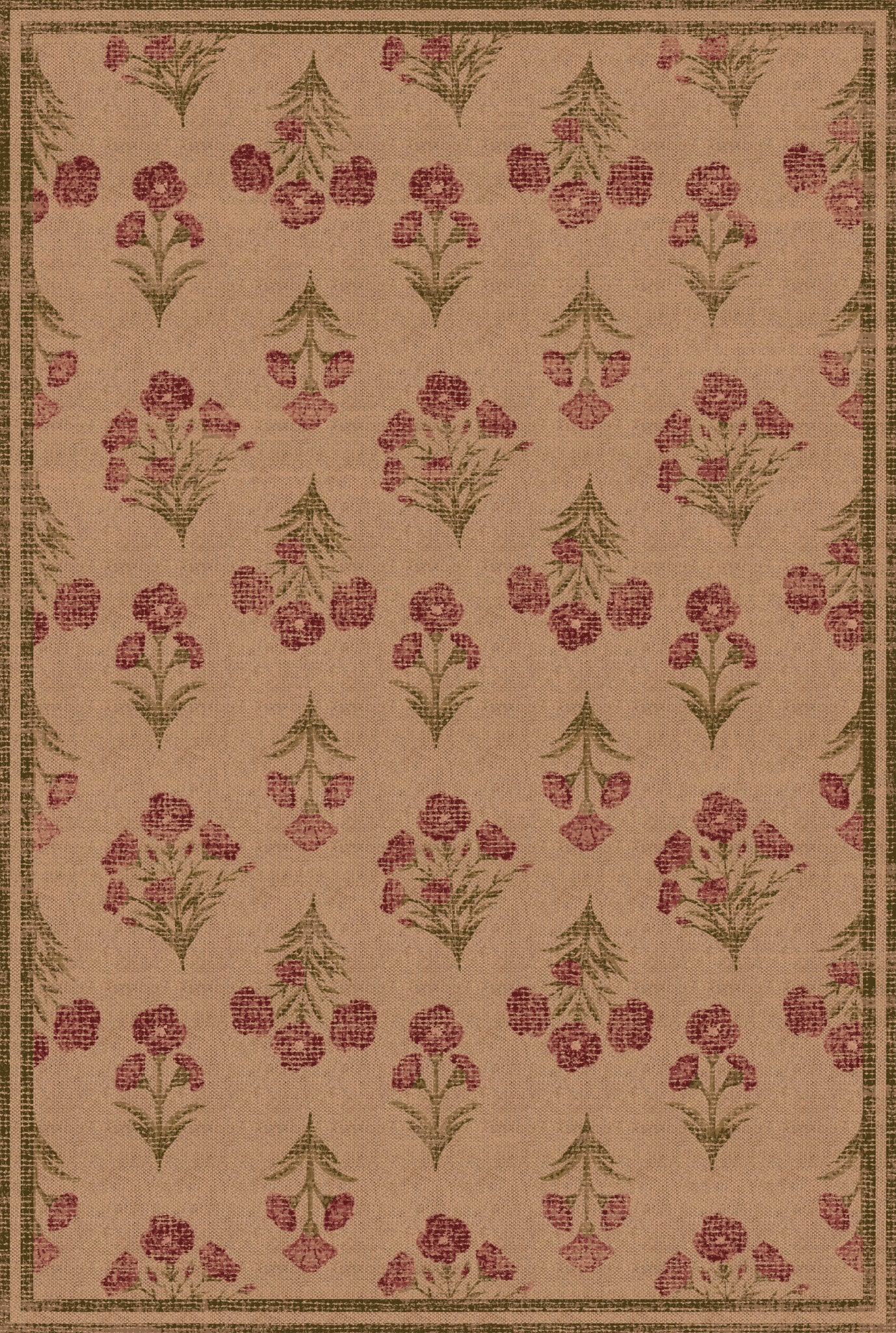 Ana Floral Folk Outdoor Rug – Pink – 185x275