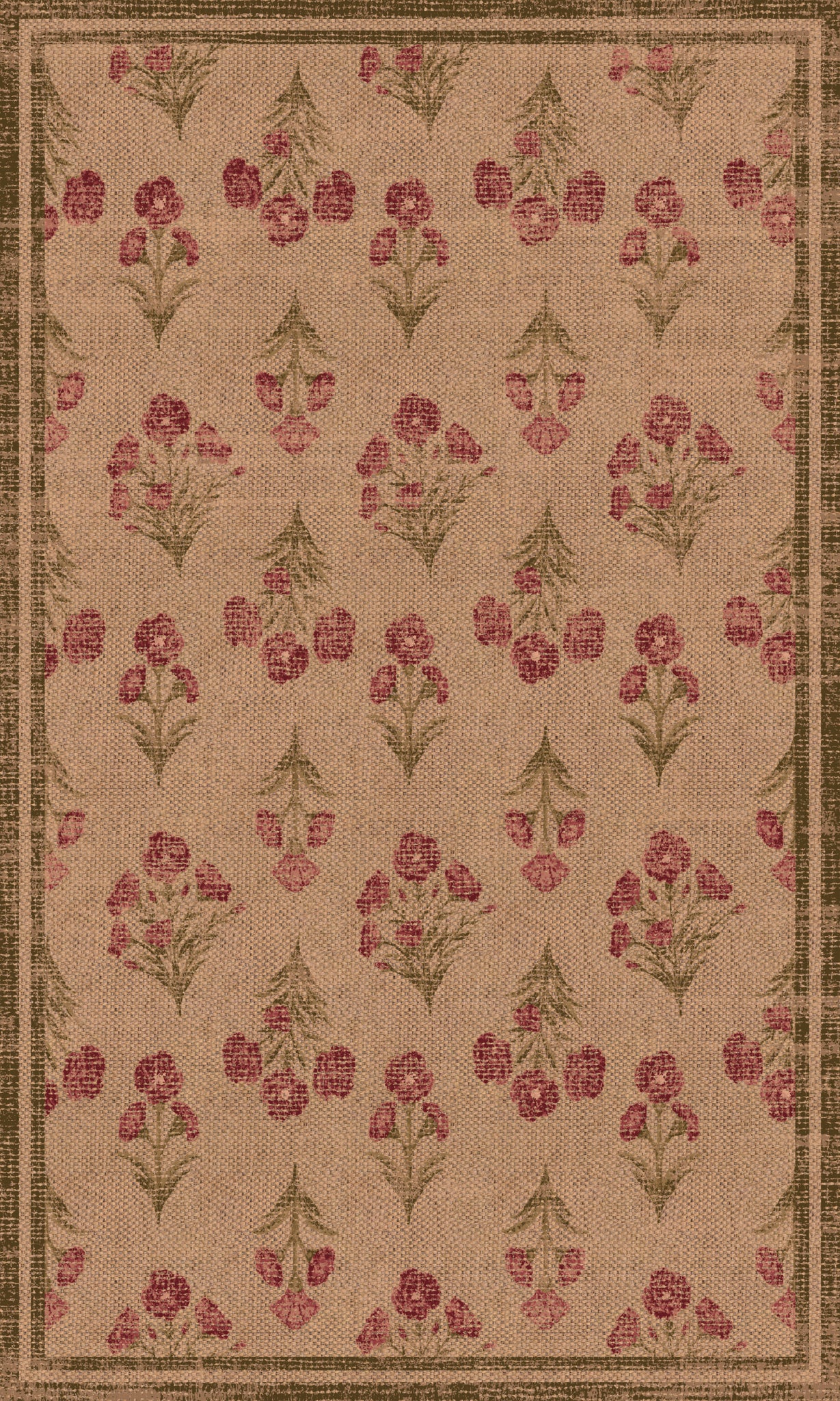 Ana Floral Folk Outdoor Rug – Pink – 90x150