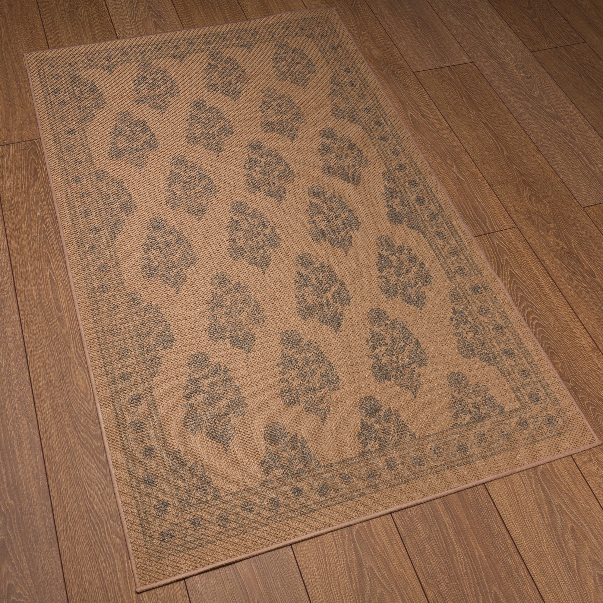 Sadie Floral Border Outdoor Rug – Blue