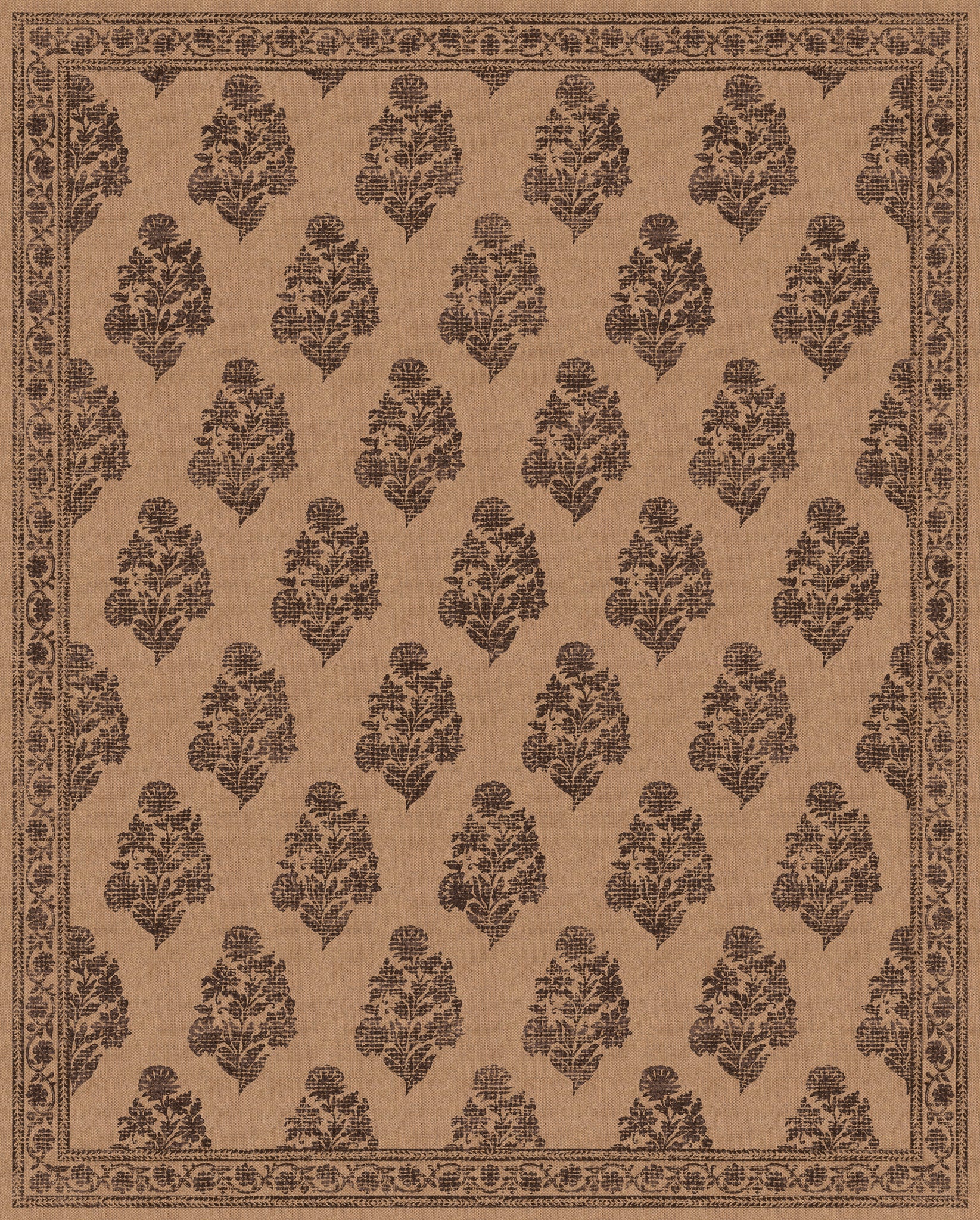Sadie Floral Border Outdoor Rug – Brown – 245x305