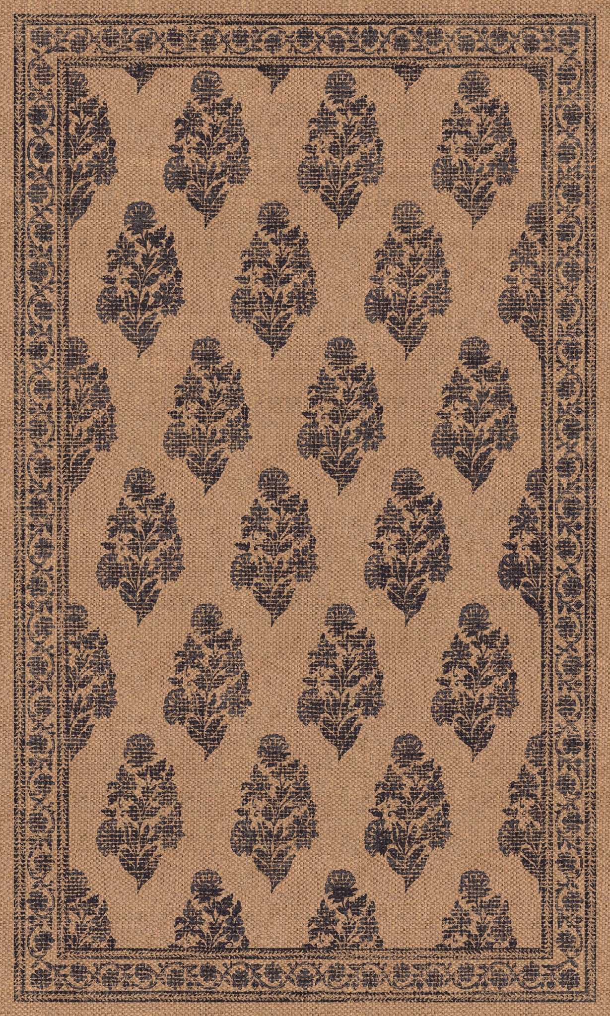 Sadie Floral Border Outdoor Rug – Navy – 90x150