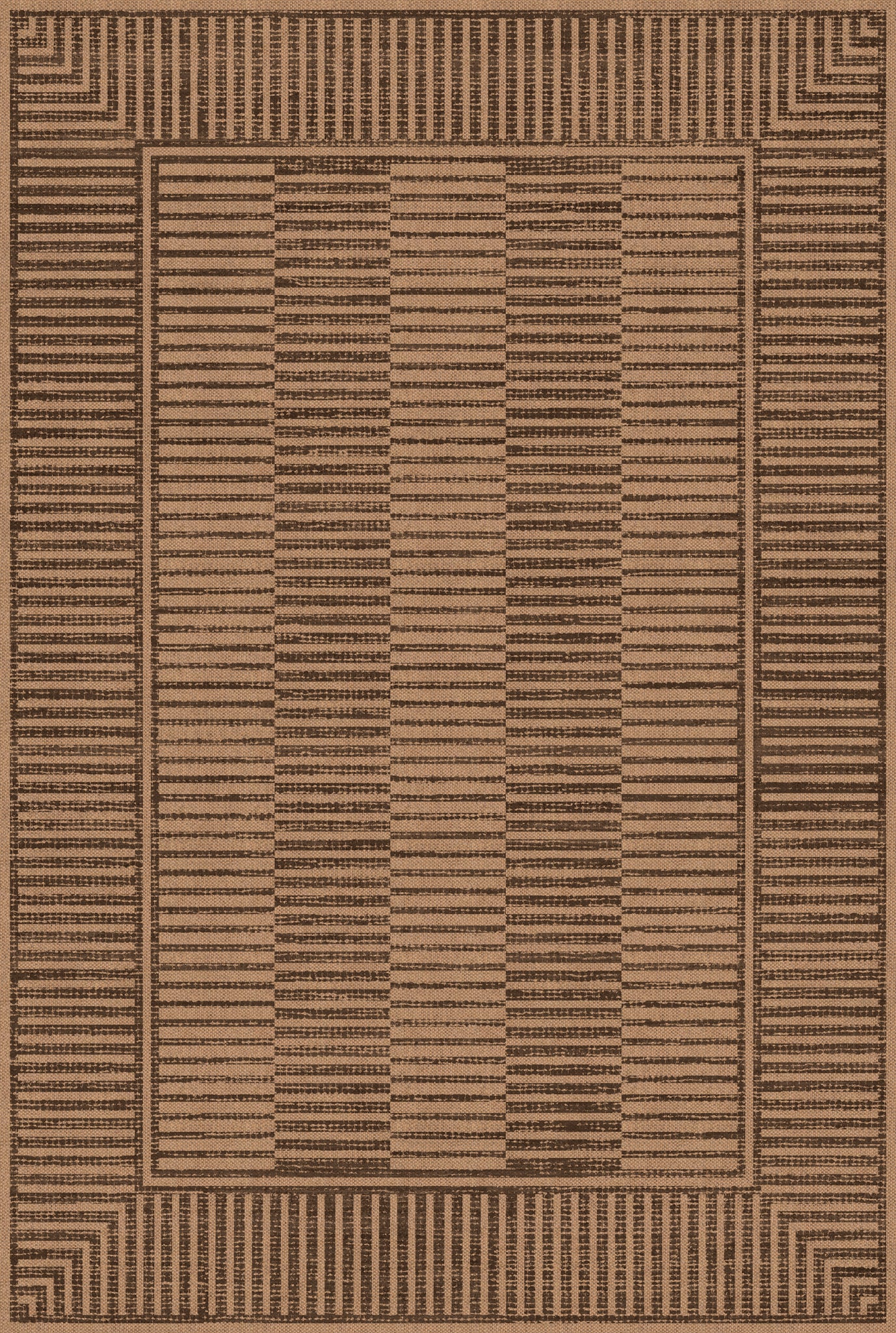 Holly Geometric Stripe Outdoor Rug – Brown – 185x275