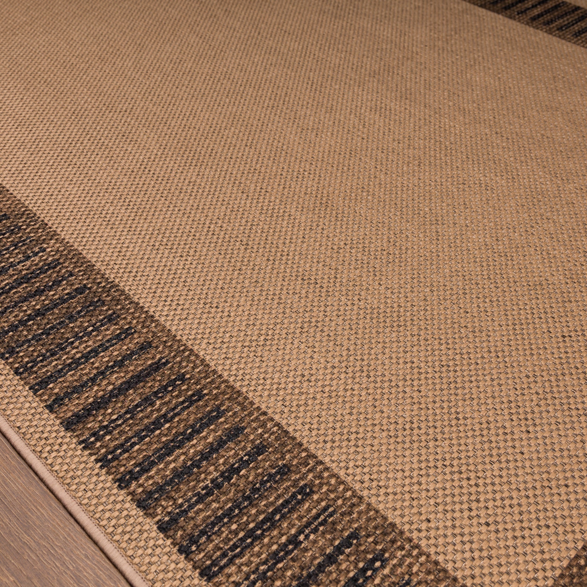 Roman Striped Border Outdoor Rug – Brown