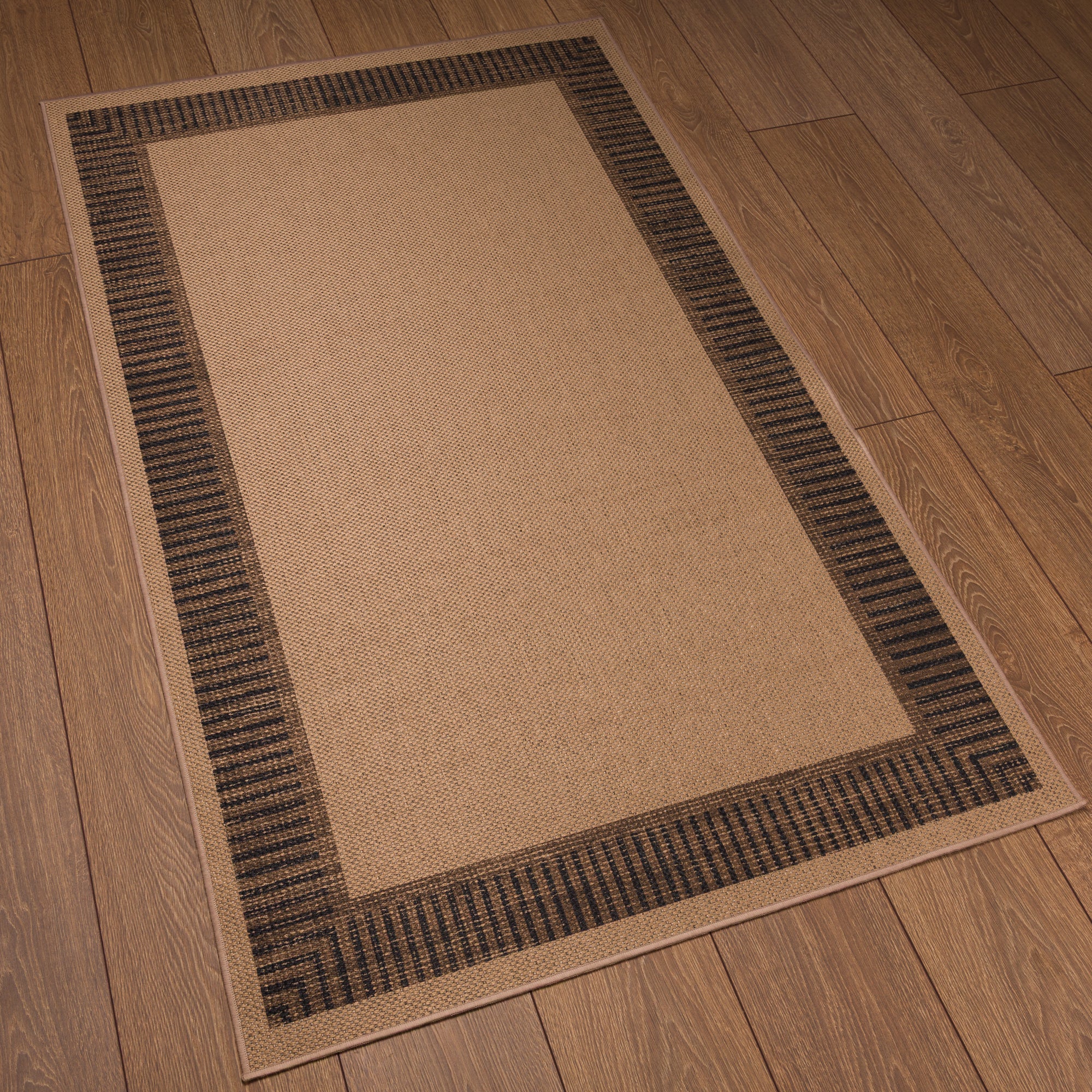 Roman Striped Border Outdoor Rug – Brown
