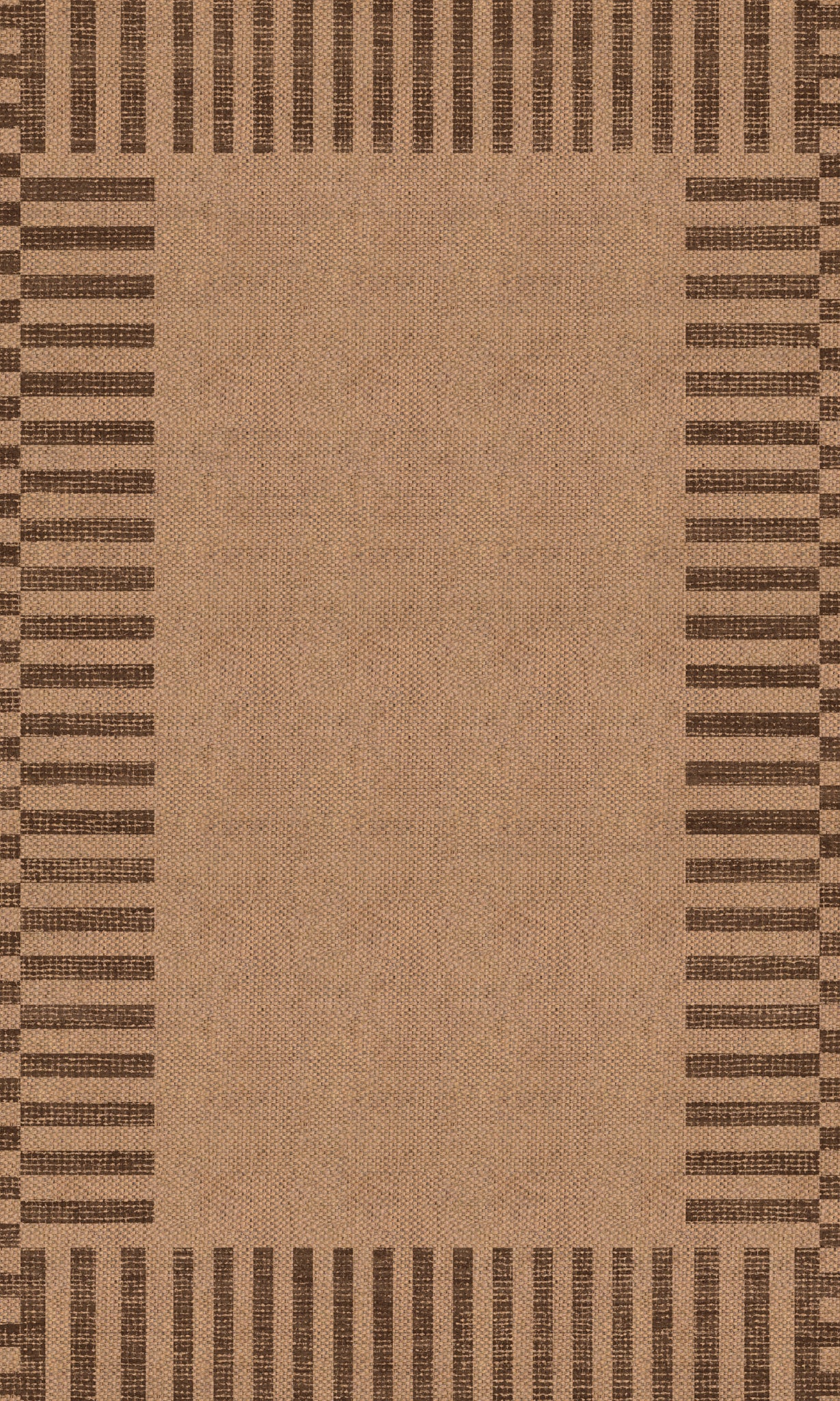 Eden Geometric Border Outdoor Rug – Brown – 90x150