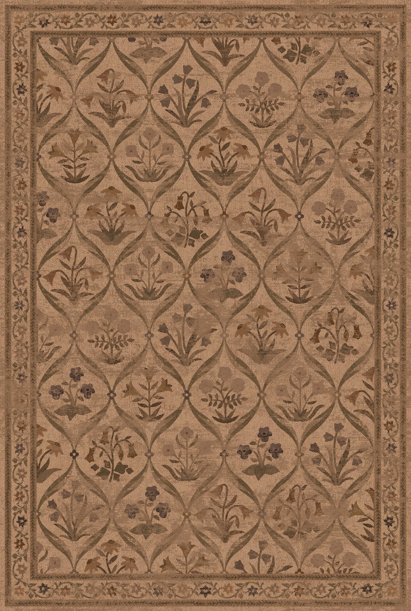 Sabrina Floral Trellis Outdoor Rug – Beige – 185x275