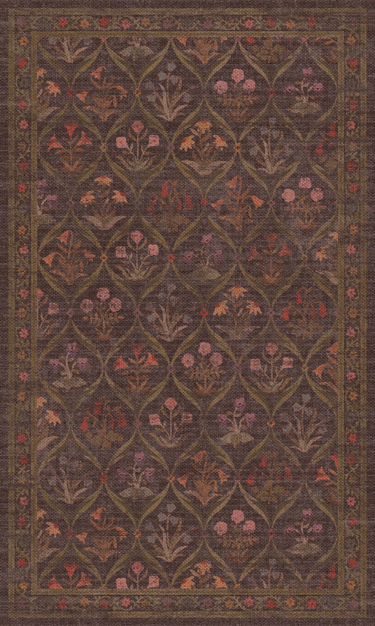 Sabrina Floral Trellis Outdoor Rug – Black – 90x150
