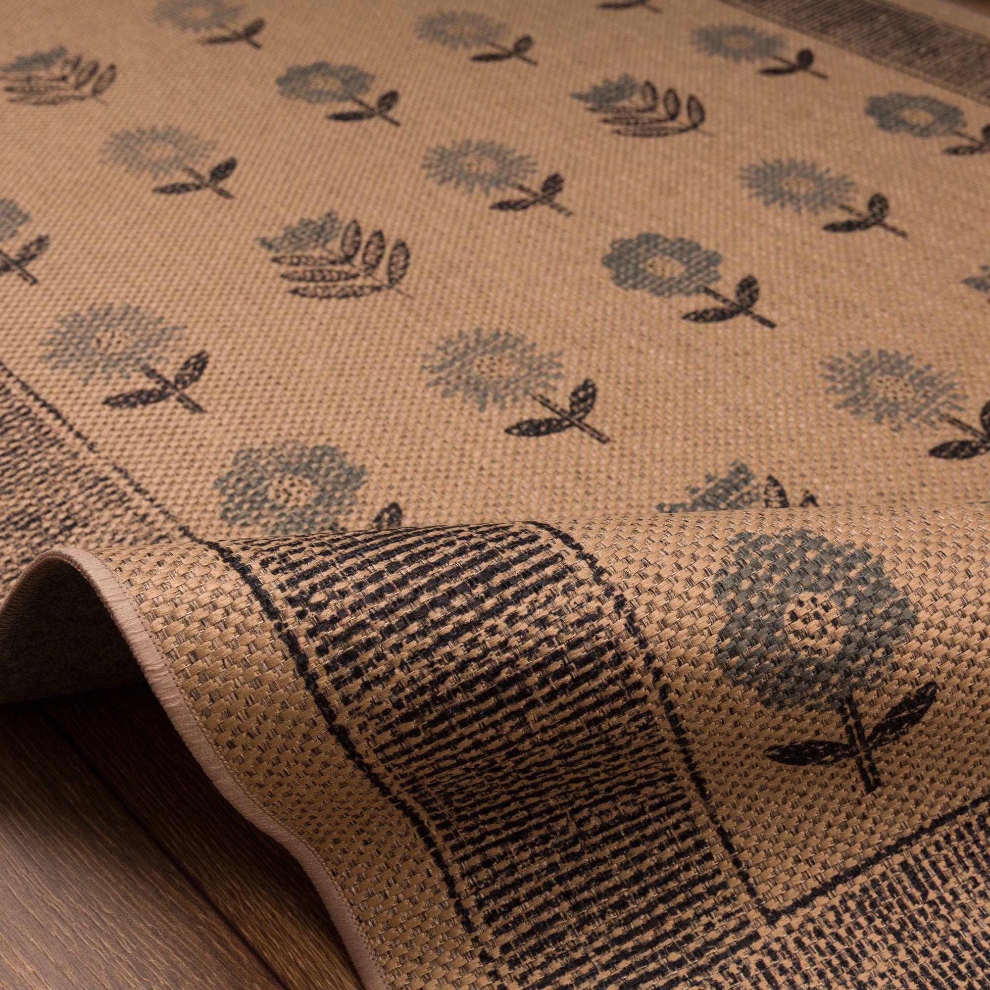 Amora Floral Border Outdoor Rug – Navy