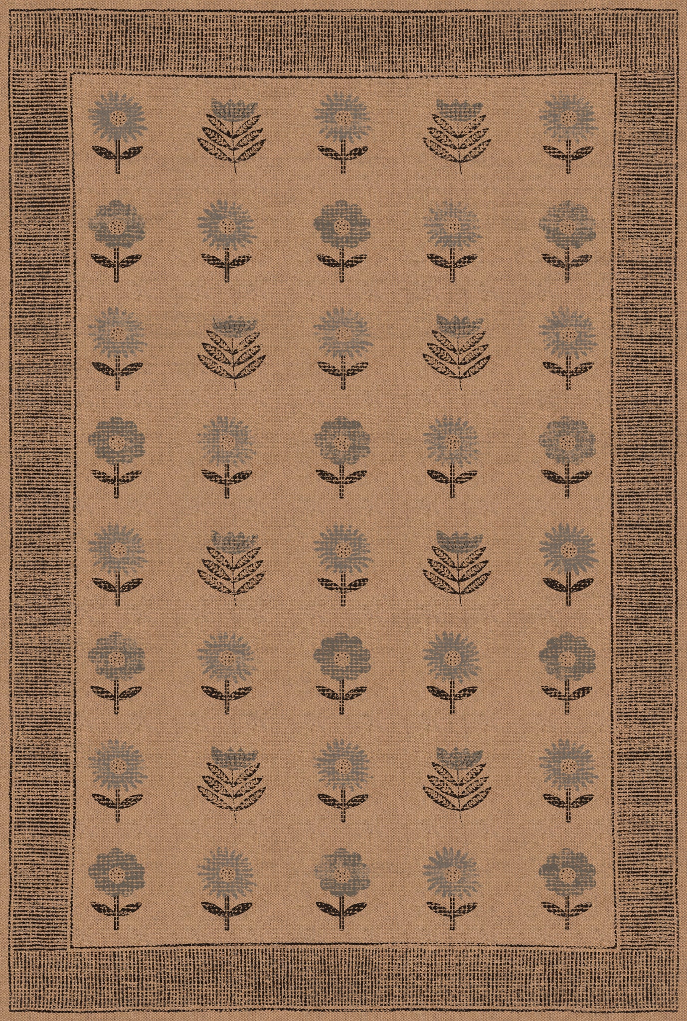 Amora Floral Border Outdoor Rug – Navy – 185x275