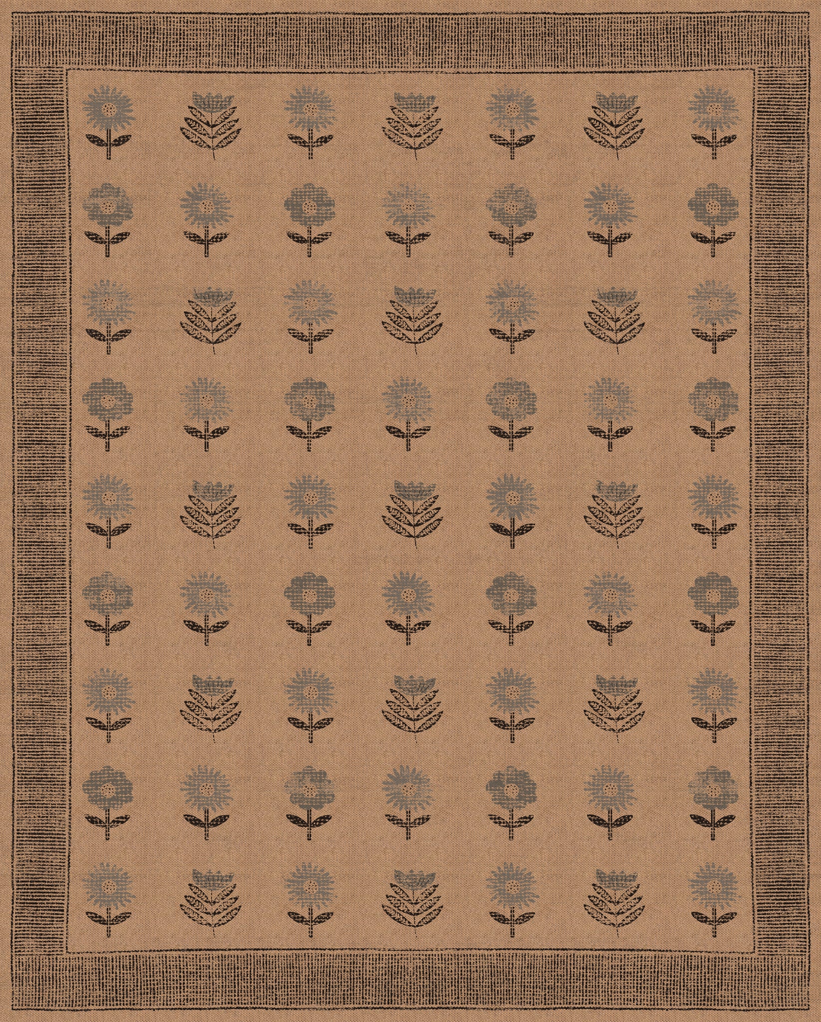 Amora Floral Border Outdoor Rug – Navy – 245x305