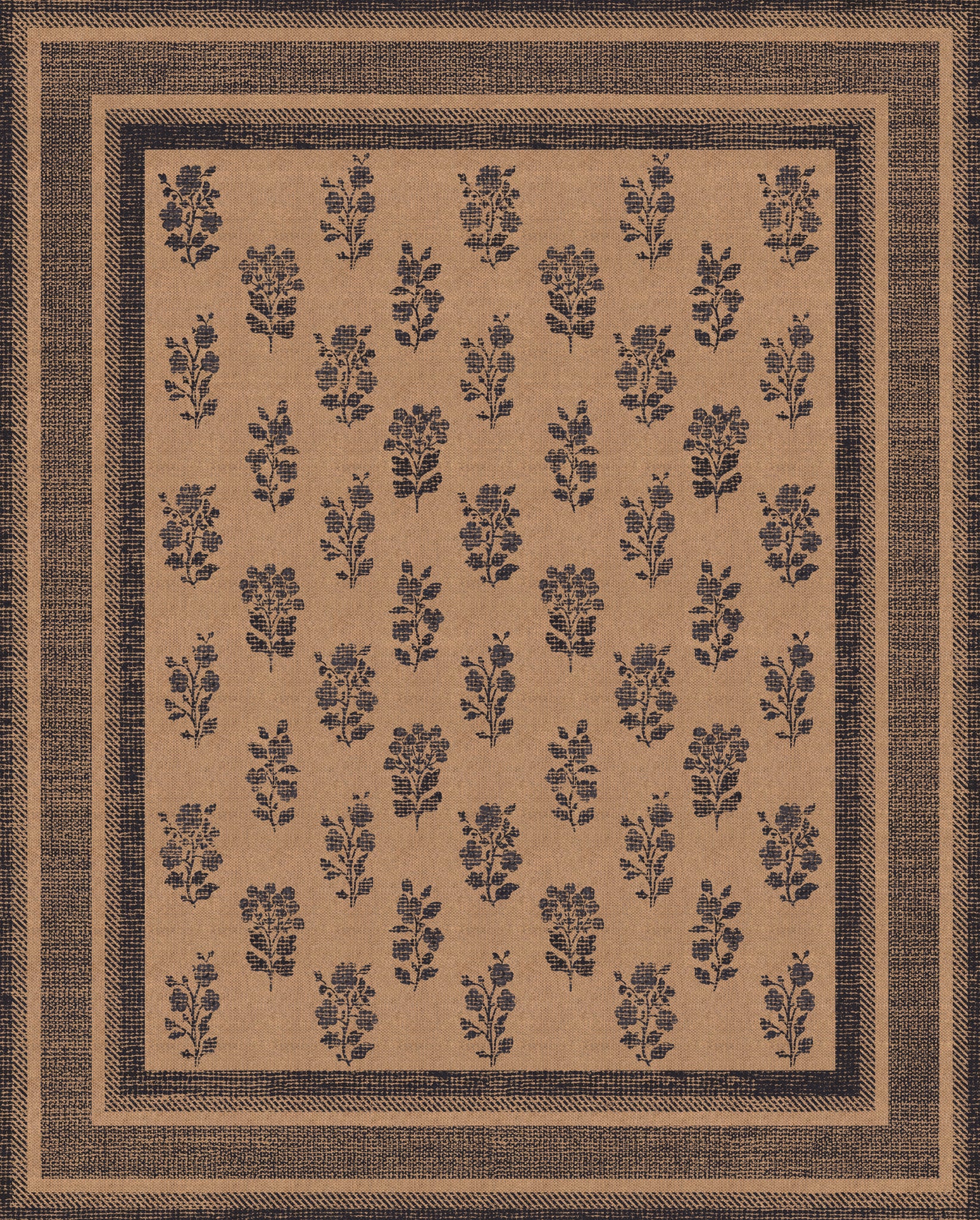 Mira Floral Border Outdoor Rug – Navy – 245x305