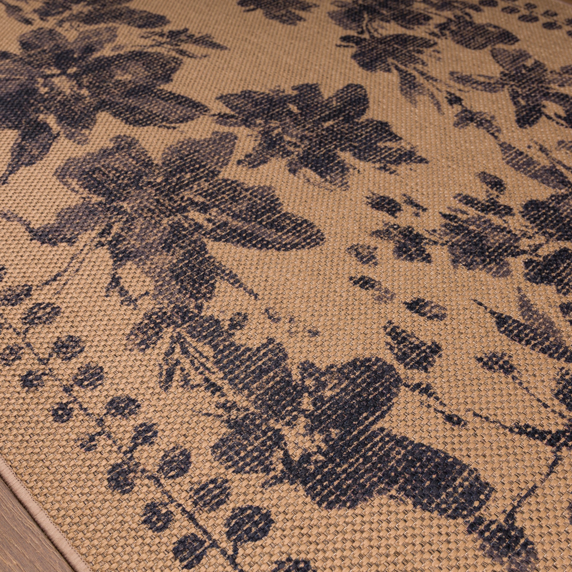Elle Floral Border Outdoor Rug – Navy