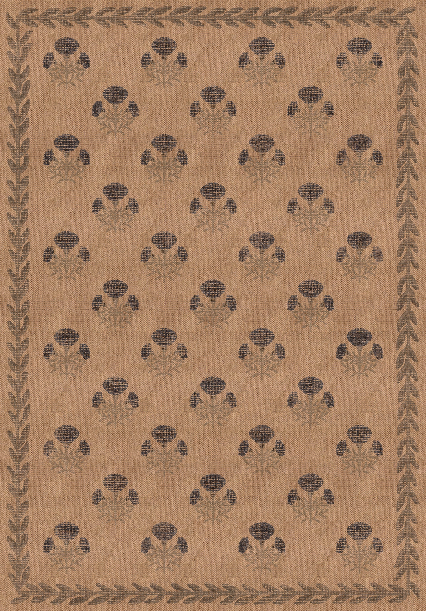 Maia Floral Border Outdoor Rug – Navy – 150x215