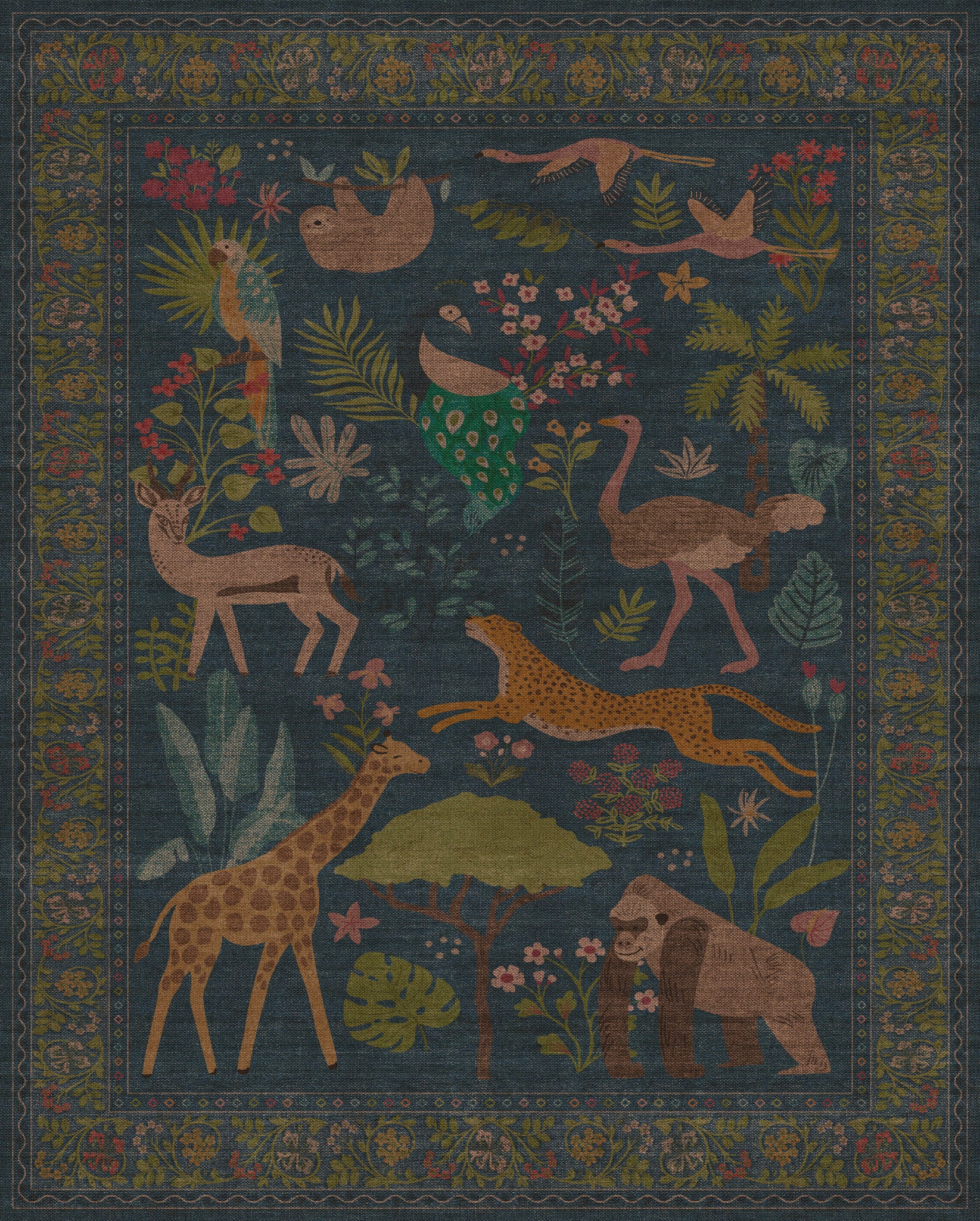 Micah Jungle Animal Outdoor Rug – Blue – 245x305