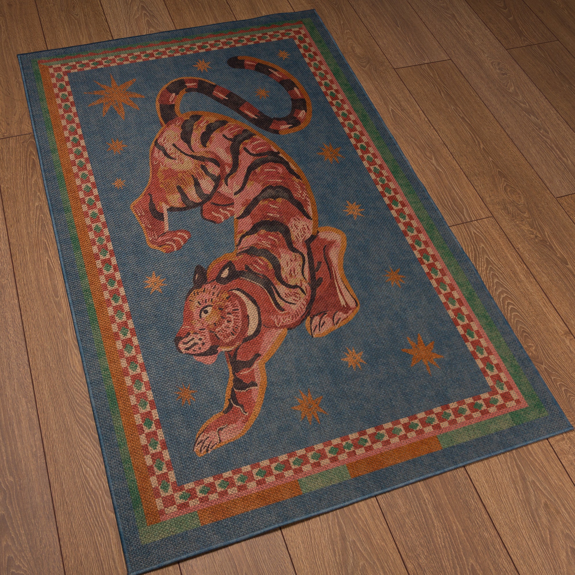 Logan Tiger Vintage Outdoor Rug – Navy