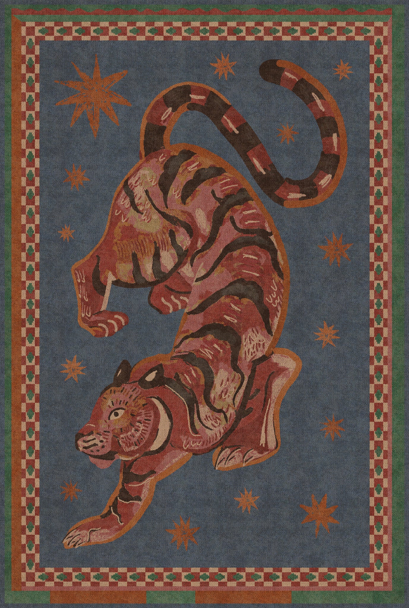 Logan Tiger Vintage Outdoor Rug – Navy – 185x275