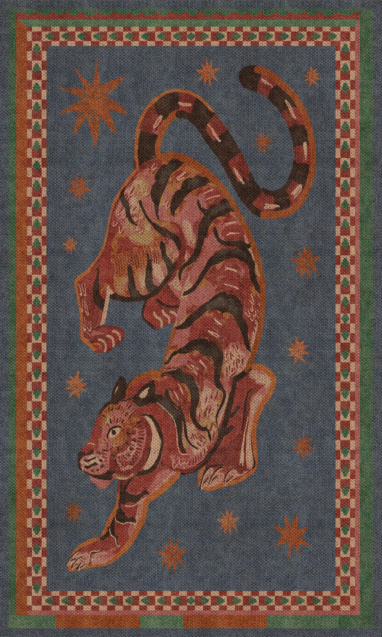 Logan Tiger Vintage Outdoor Rug – Navy – 90x150