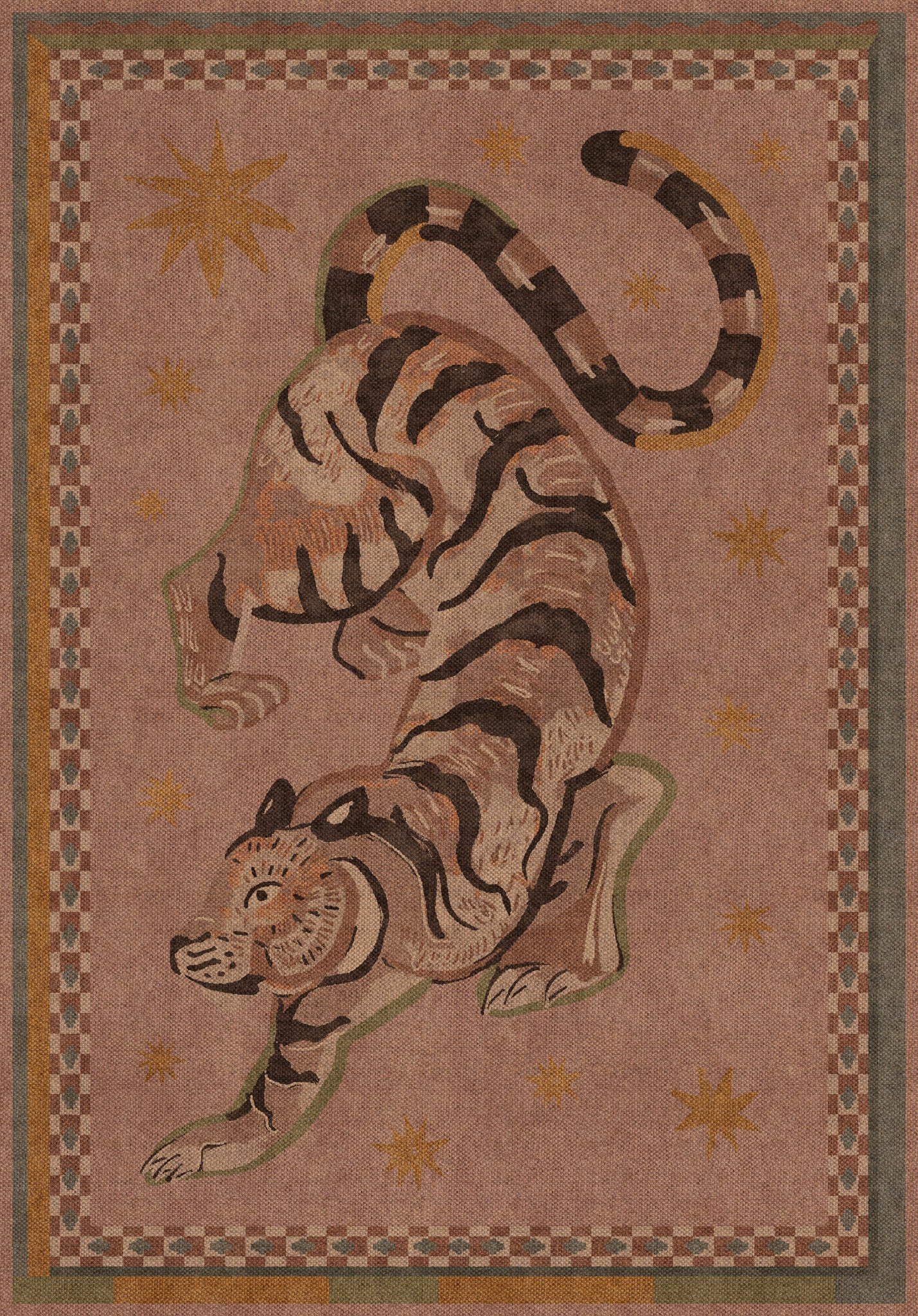 Logan Tiger Vintage Outdoor Rug – Pink – 150x215
