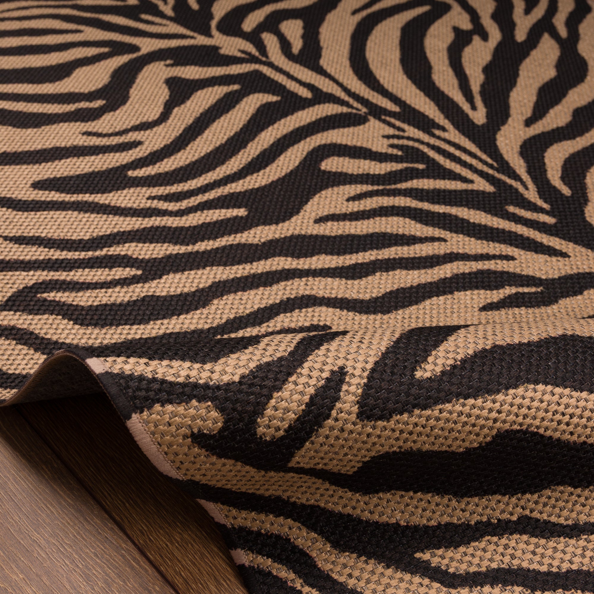 Kiley Zebra Stripe Outdoor Rug – Brown