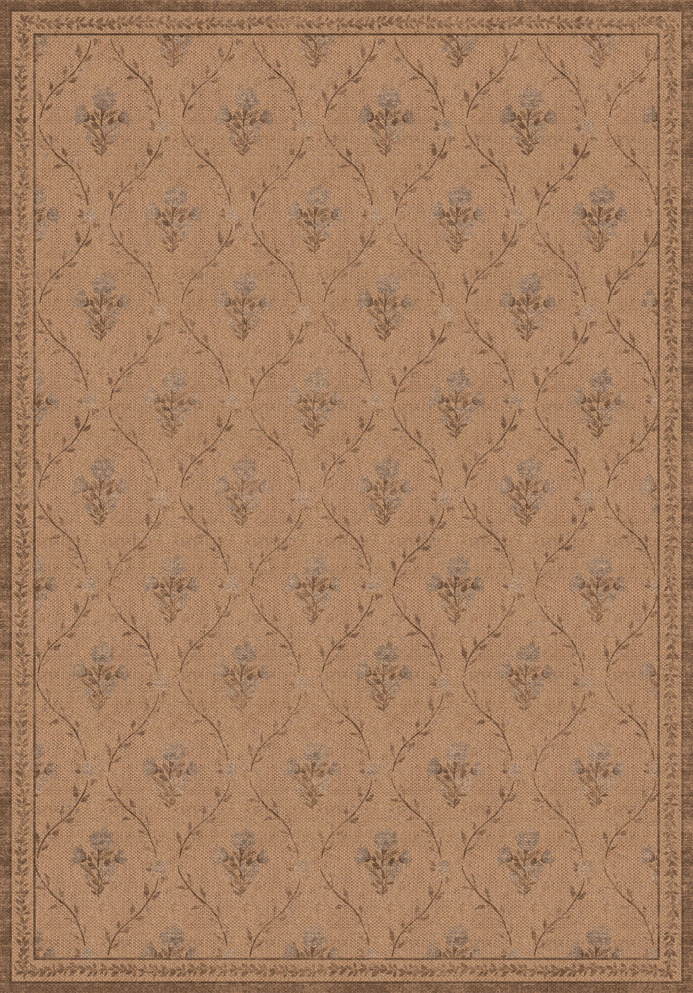 Della Floral Vine Outdoor Rug – Brown-Blue – 150x215