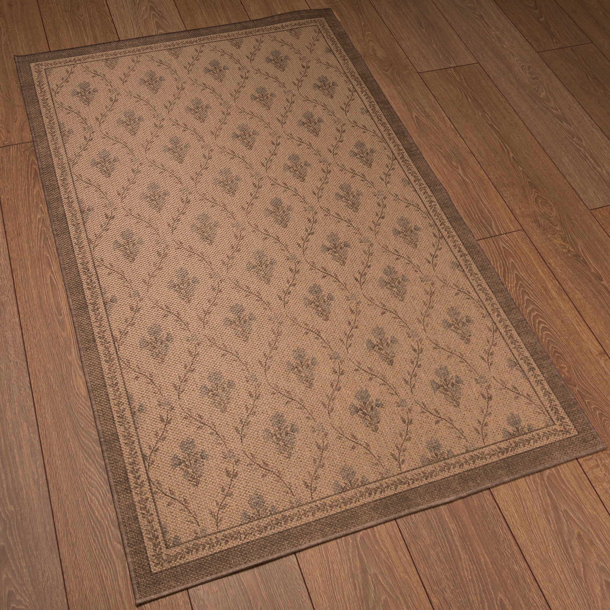 Della Floral Vine Outdoor Rug – Brown-Blue