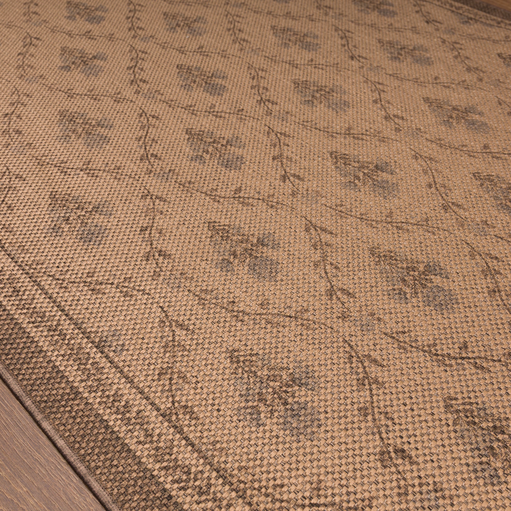 Della Floral Vine Outdoor Rug – Brown-Blue