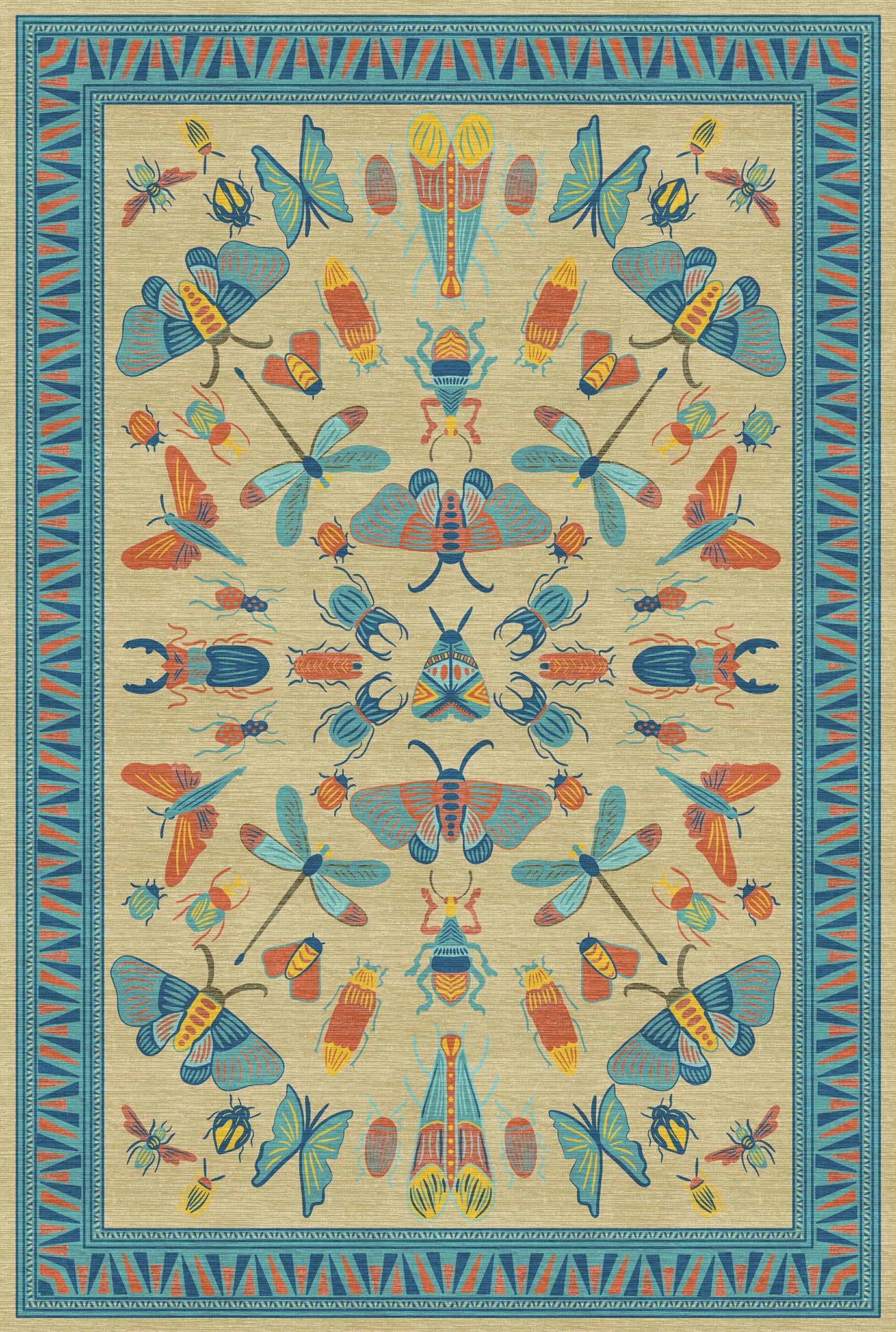Thalia Eklektiškas Vabzdžių Motyvo Kilimas