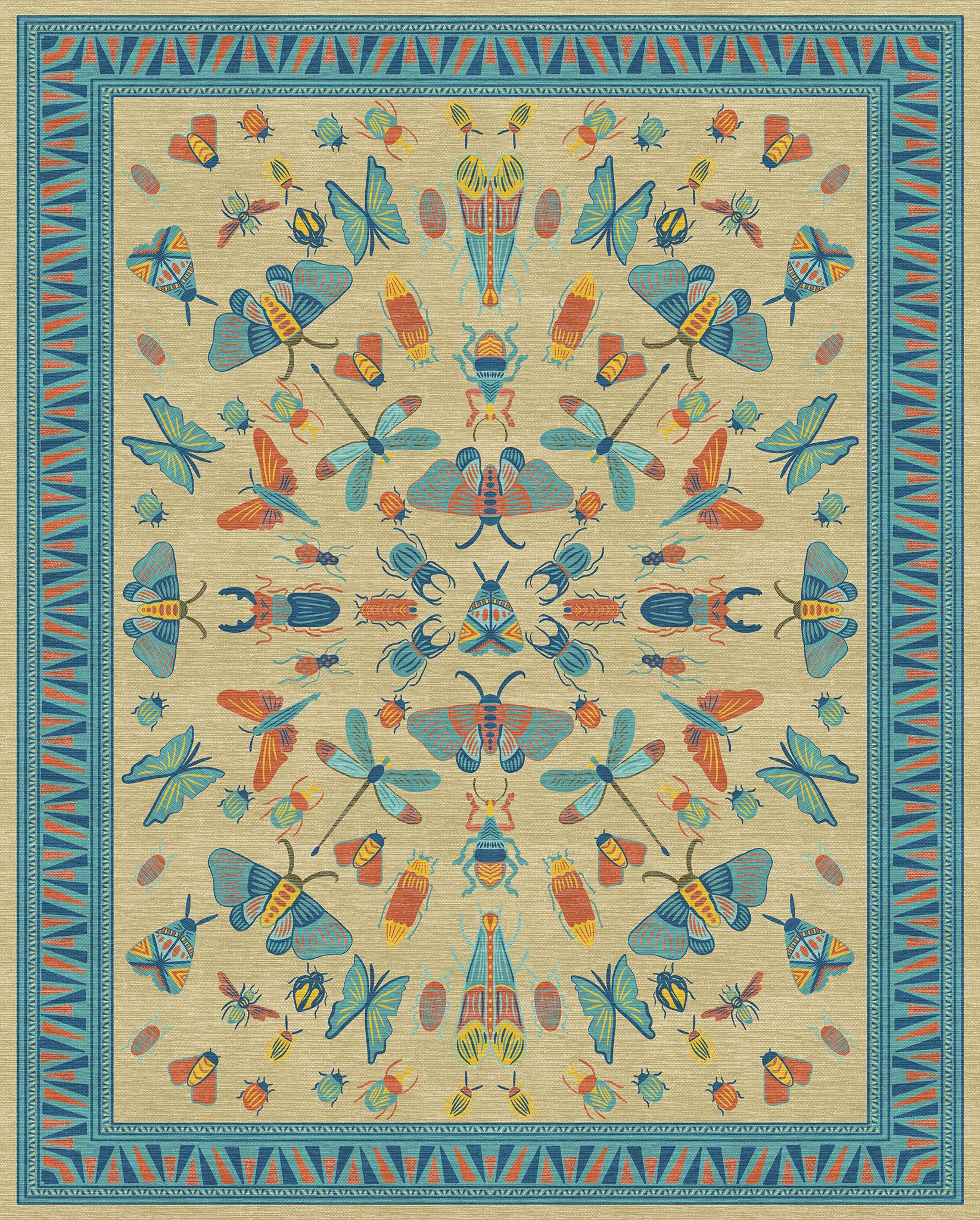 Thalia Eklektiškas Vabzdžių Motyvo Kilimas
