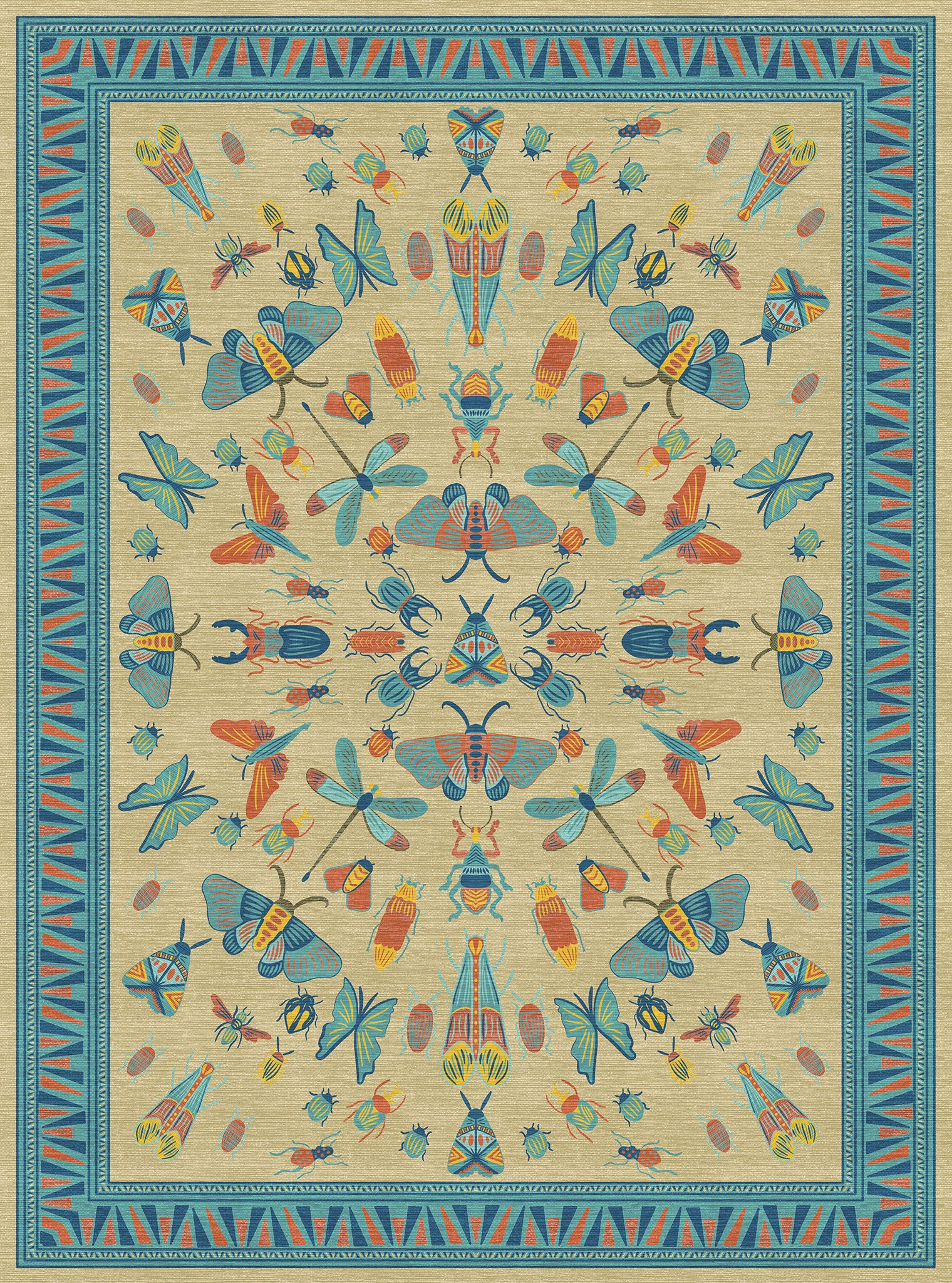 Thalia Eklektiškas Vabzdžių Motyvo Kilimas