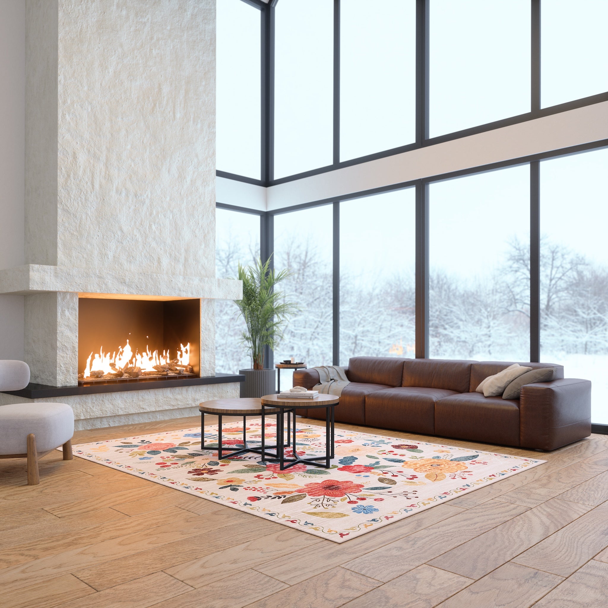 Lera Vintage Floral Pattern Rug