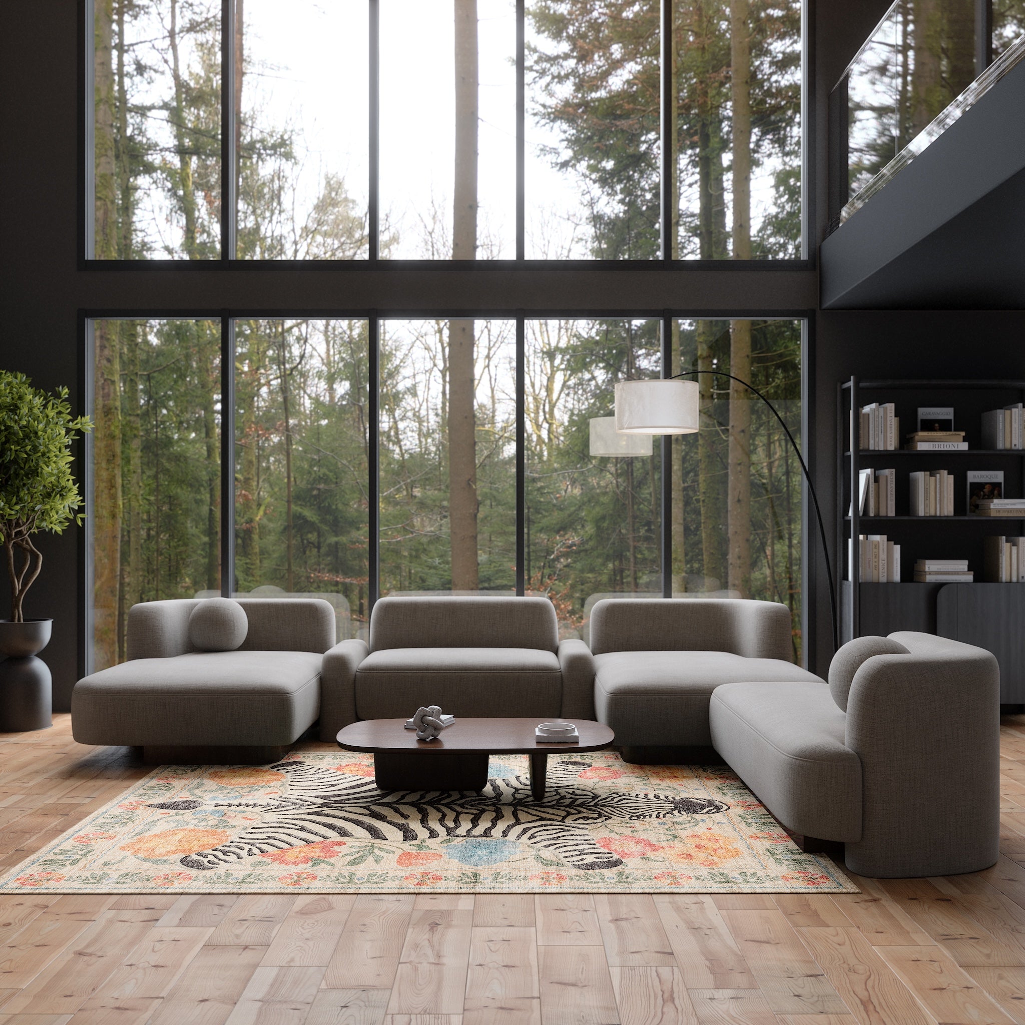 Yara Botanical Zebra Print Rug