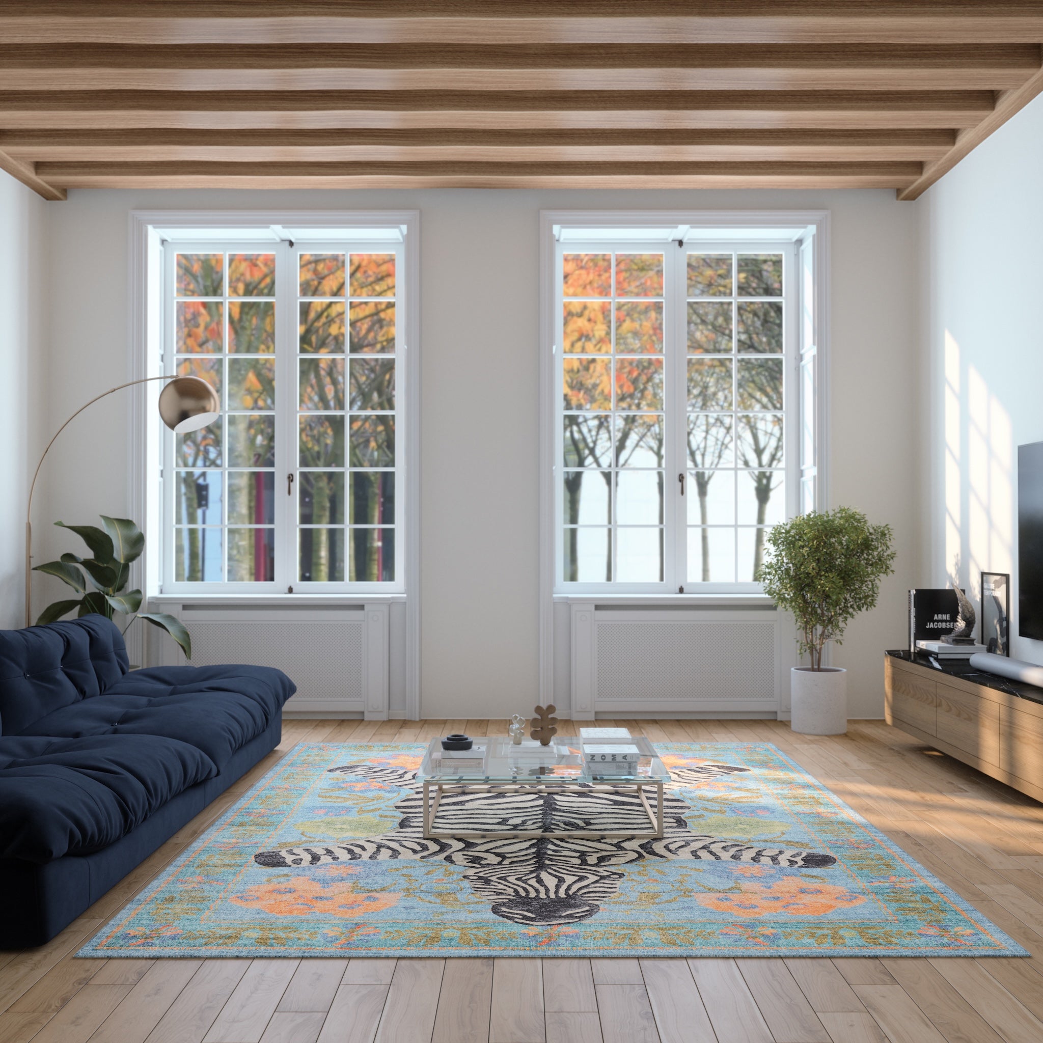 Yara Ботанически килим със зебров печат