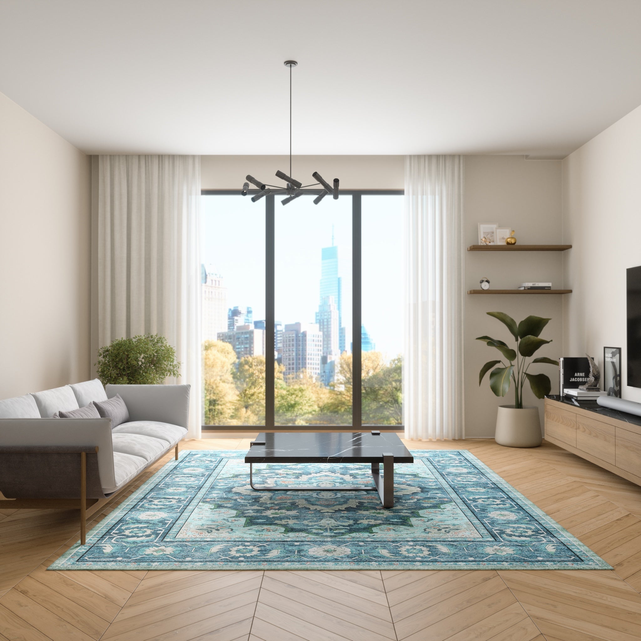Aubrey Tapis à médaillon classique