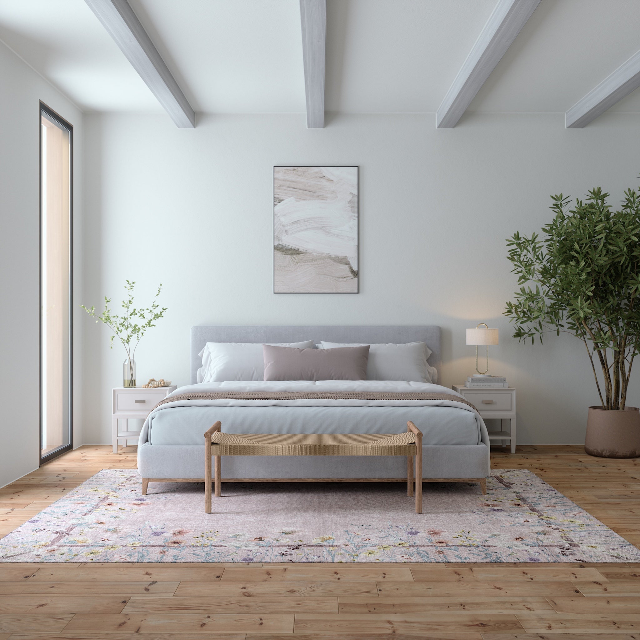 Anna Tappeto con cornice botanica