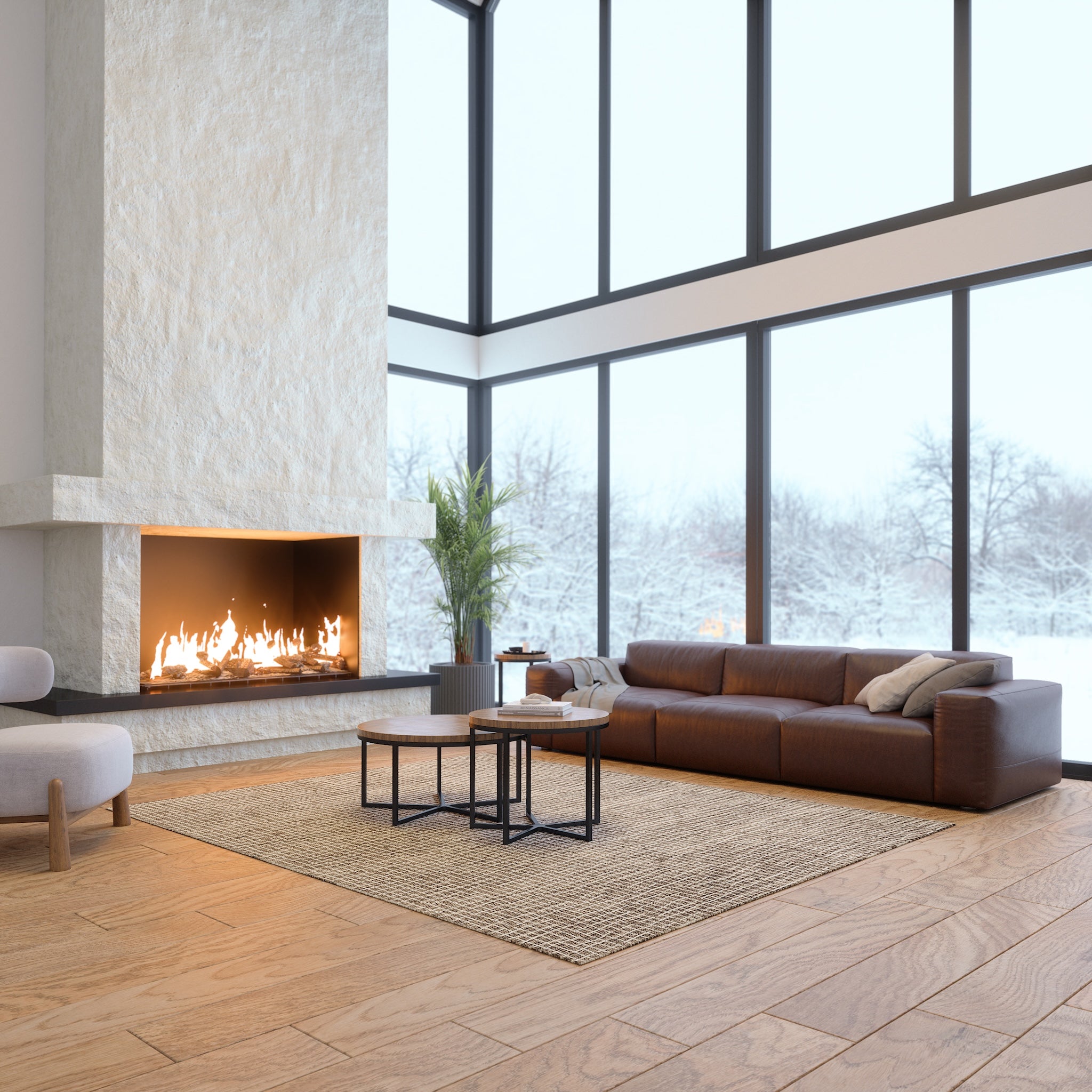 Clyde Textured Grid Pattern Rug