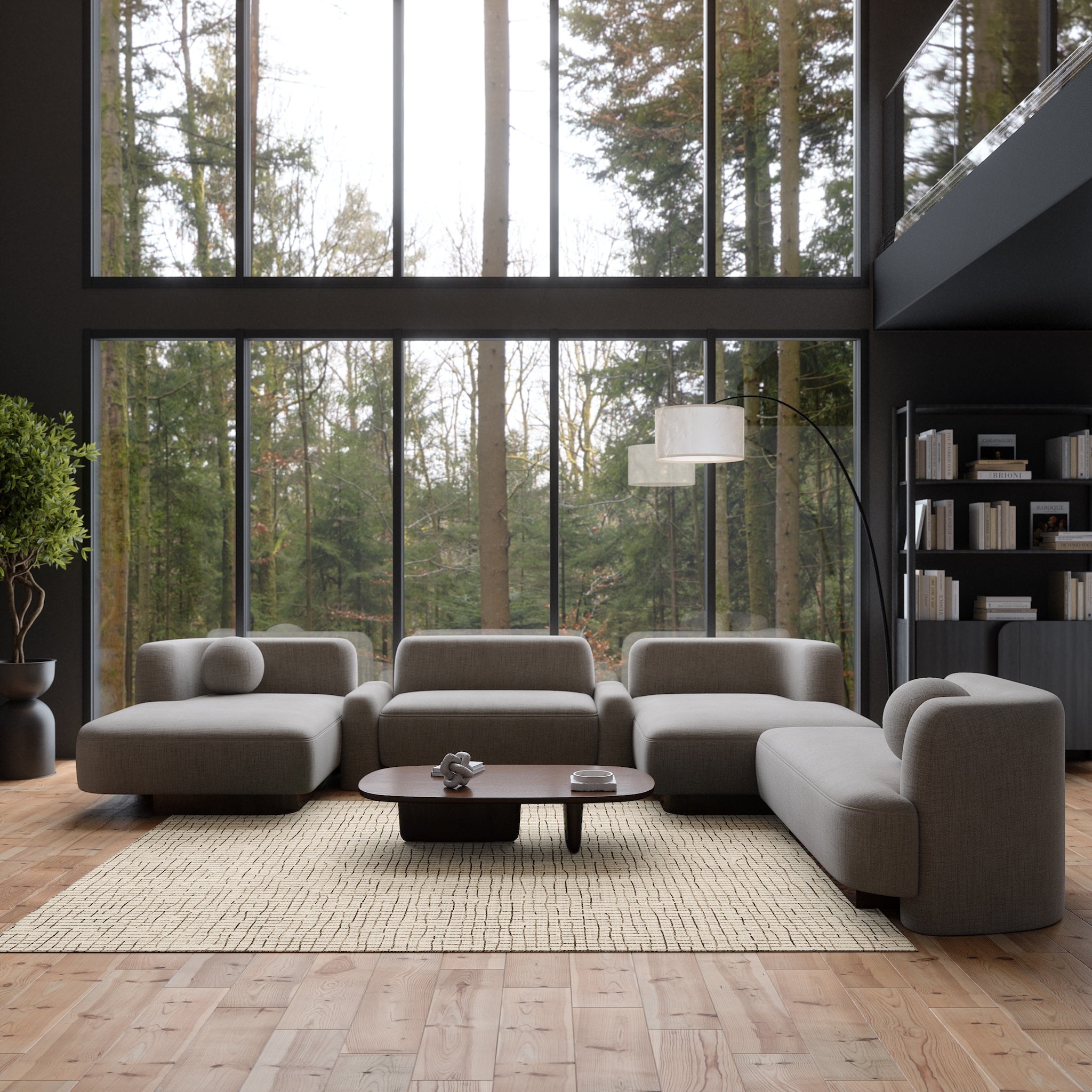 Clyde Textured Grid Pattern Rug